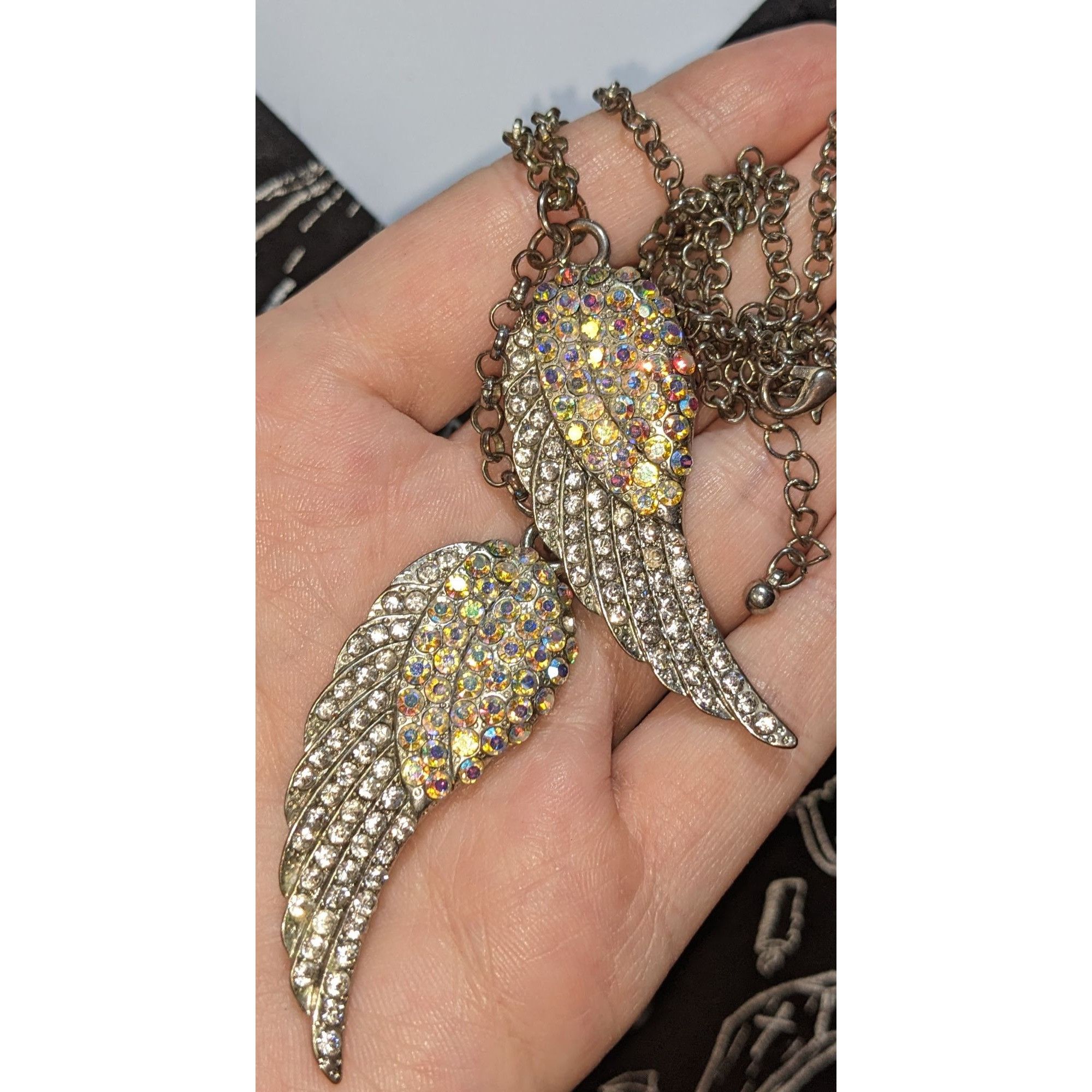 Other Whimsical Angel Wing Necklace With Aurora Borealis Crystals Size ONE SIZE - 8 Thumbnail