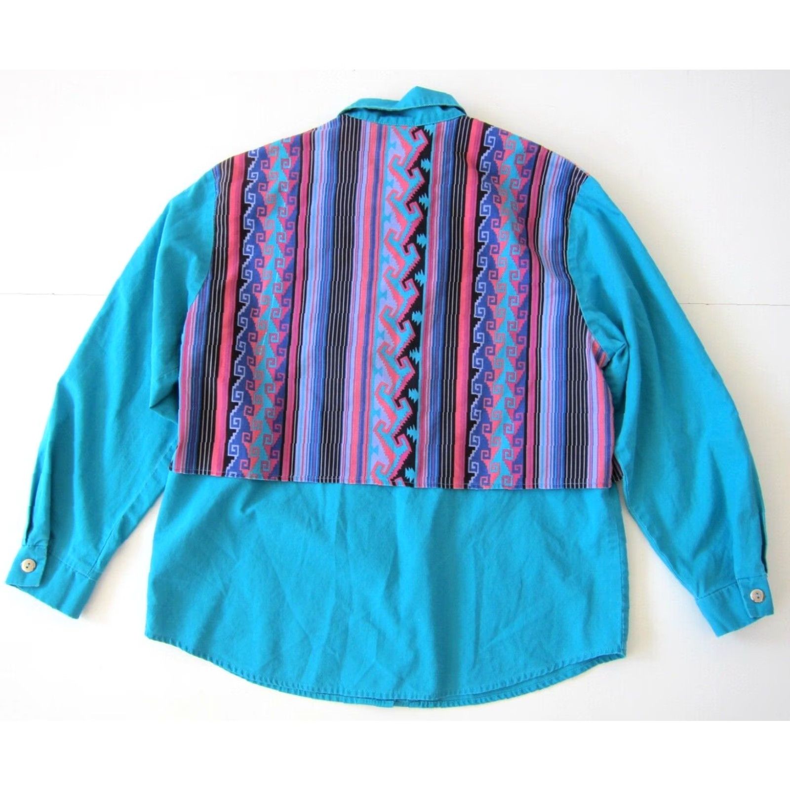 Vintage VINTAGE Western Plains Trading Co. Blouse Shirt 3/4 Sleeve Pink Blue M-L Womens Size L / US 10 / IT 46 - 2 Thumbnail