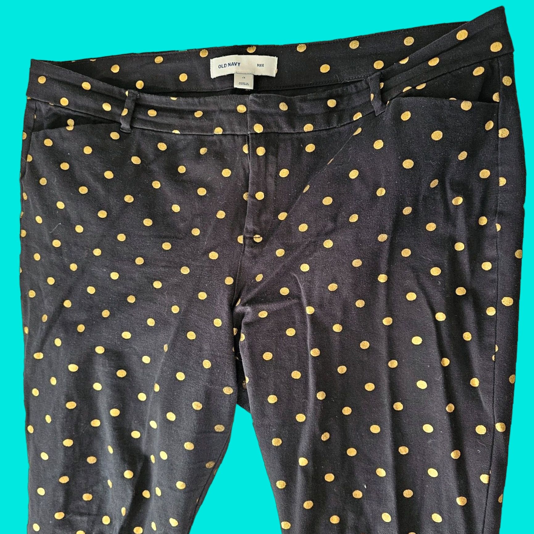 Old Navy Old Navy Pants Cropped Poly Cotton Blend Black Polka Dot High Rise 18 Womens Straight Leg Knit Stretch Regular Size 18 Size 40" / US 18 - 1 Thumbnail