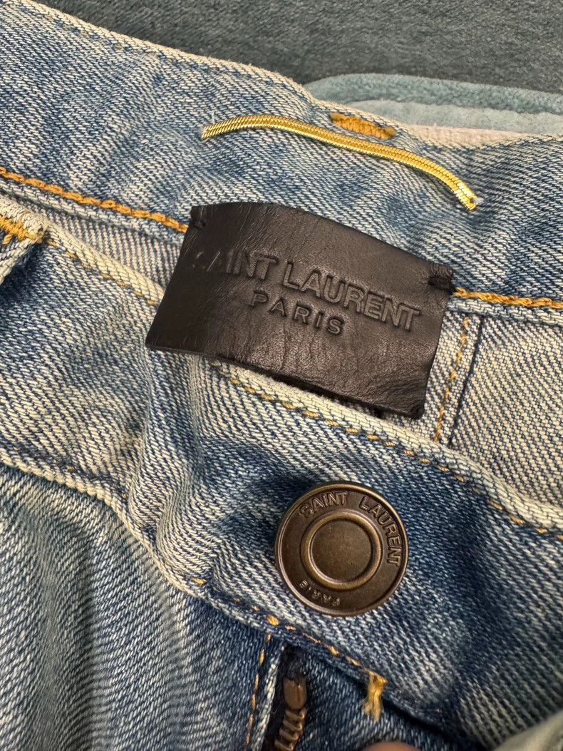 Yves Saint Laurent YSL Distressed Washed Denim Jeans- Size US 27 - 6 Thumbnail