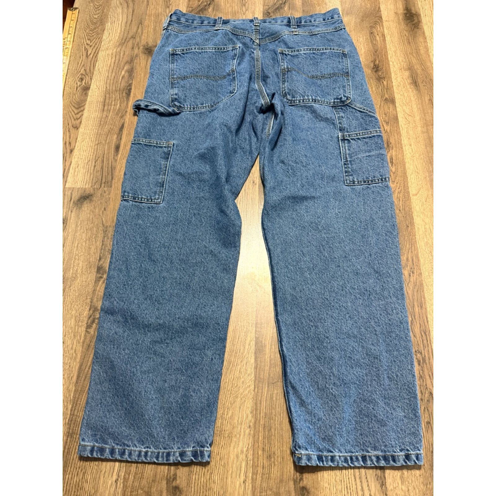 Denime Full Blue Jeans Men Denim Carpenter Mid Rise Straight 5-Pocket Pockets Size 34 Blue Denim Jeans Mens Regular Rise Straight Inseam 28 in Leather? Size US 34 / EU 50 - 2 Thumbnail