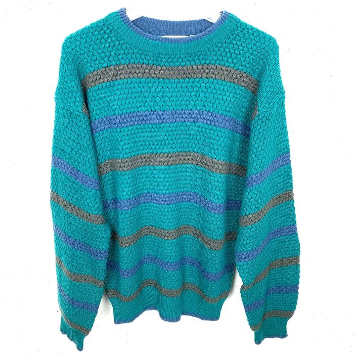 Other Vintage Westchester Classics Dad Striped Sweater Chunky Blue