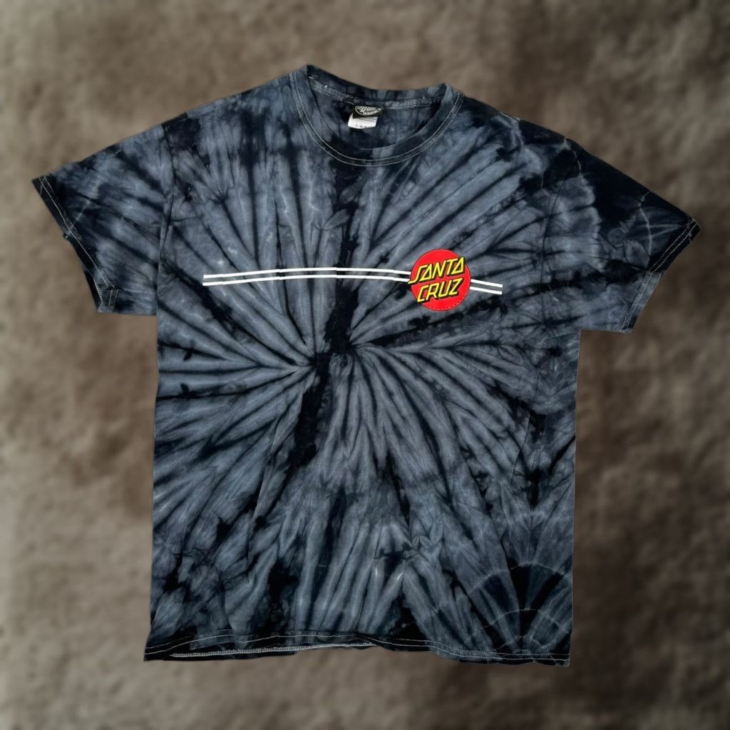 Vintage Santa Cruz Skateboards Mens Tie Dye T-Shirt Size Large Gray Black Double Sided Graphic Print Short Sleeve Crew Neck T-Shirt Regular Comfort Size US L / EU 52-54 / 3 - 1 Thumbnail