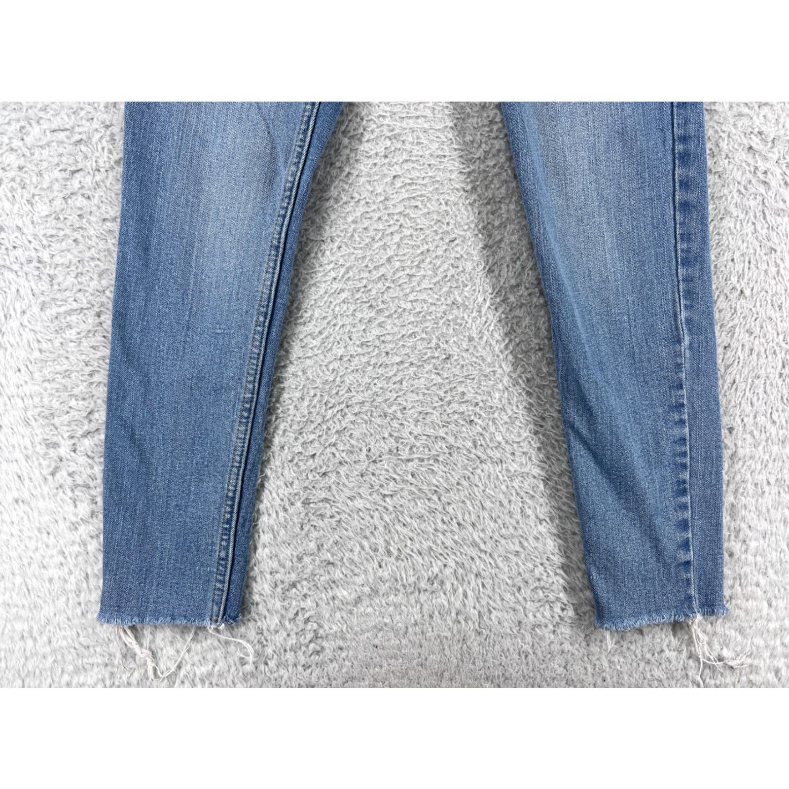 Forever 21 FOREVER 21 Jeans Women's Blue Denim Skinny 25 High Rise Cotton Blend 5-Pocket Stretch Pockets Logo Raw Hem Vintage No Size 42" / US 20 - 3 Thumbnail