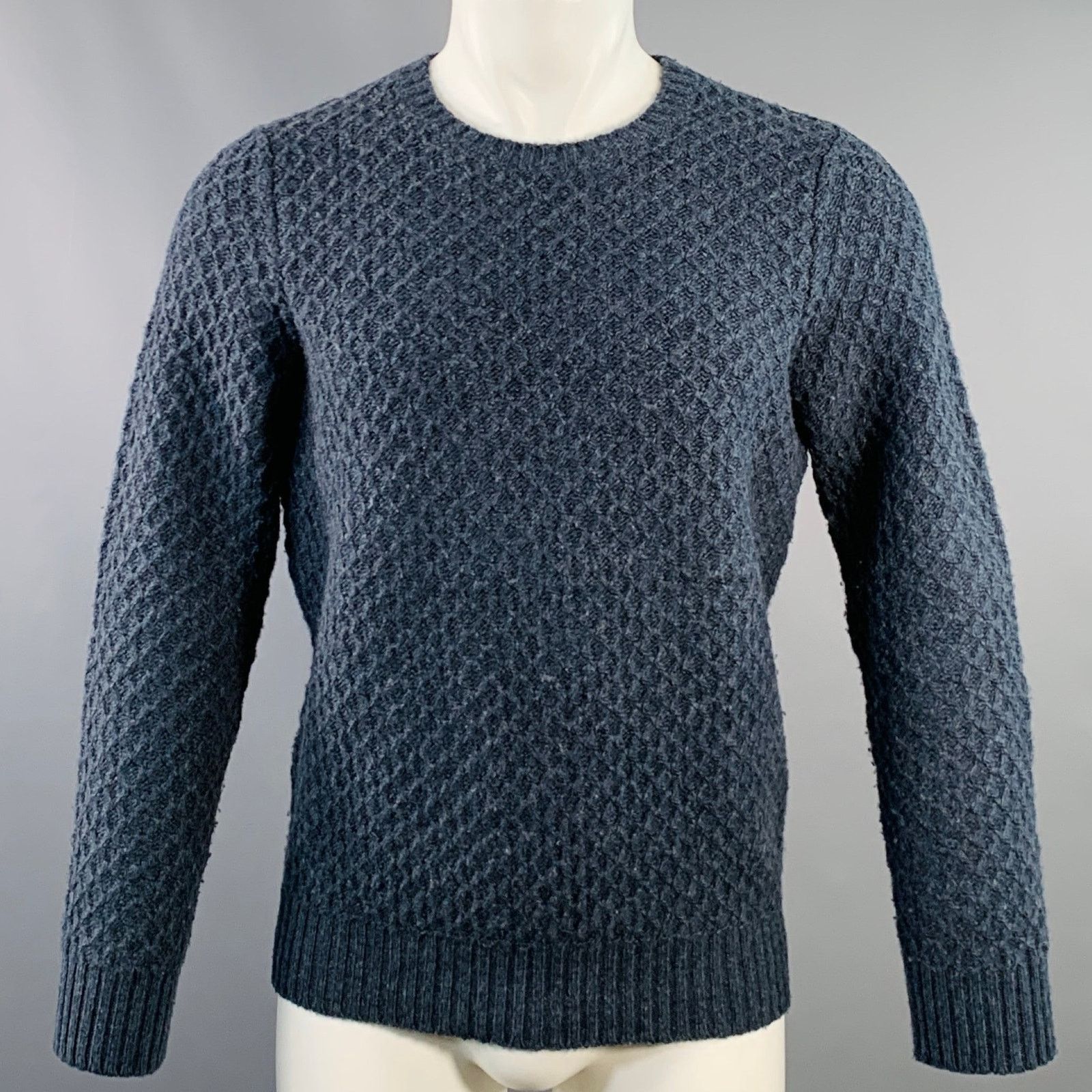 Other Size M Blue Grey Diamond Cable Knit Wool Crew Neck Sweater Size US M / EU 48-50 / 2 - 1 Thumbnail