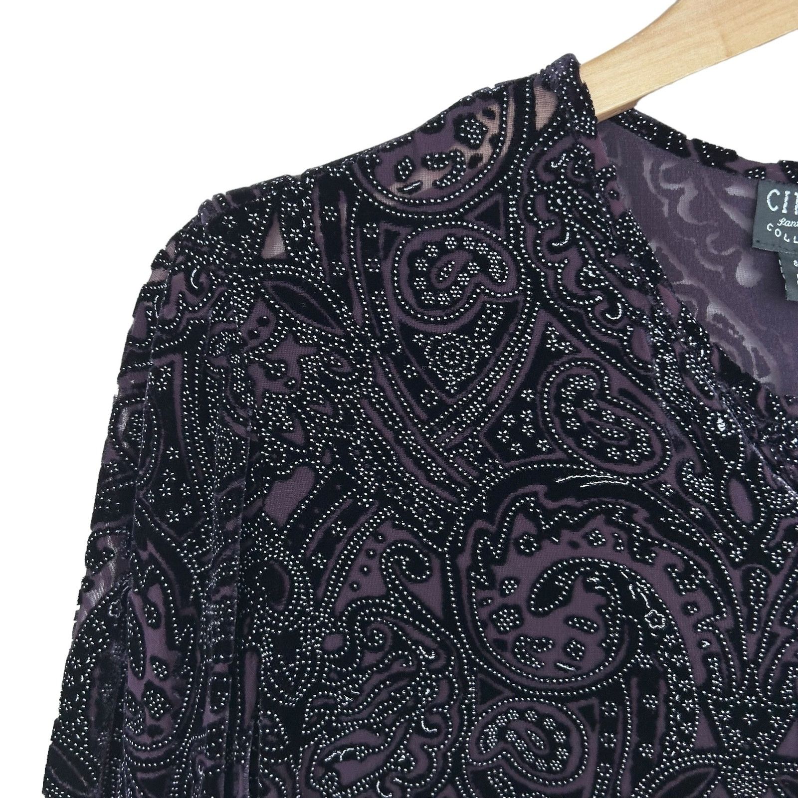 Other Citron Santa Monica Black Paisley Silk Blend Blouse Sz XS Size XS / US 0-2 / IT 36-38 - 4 Thumbnail