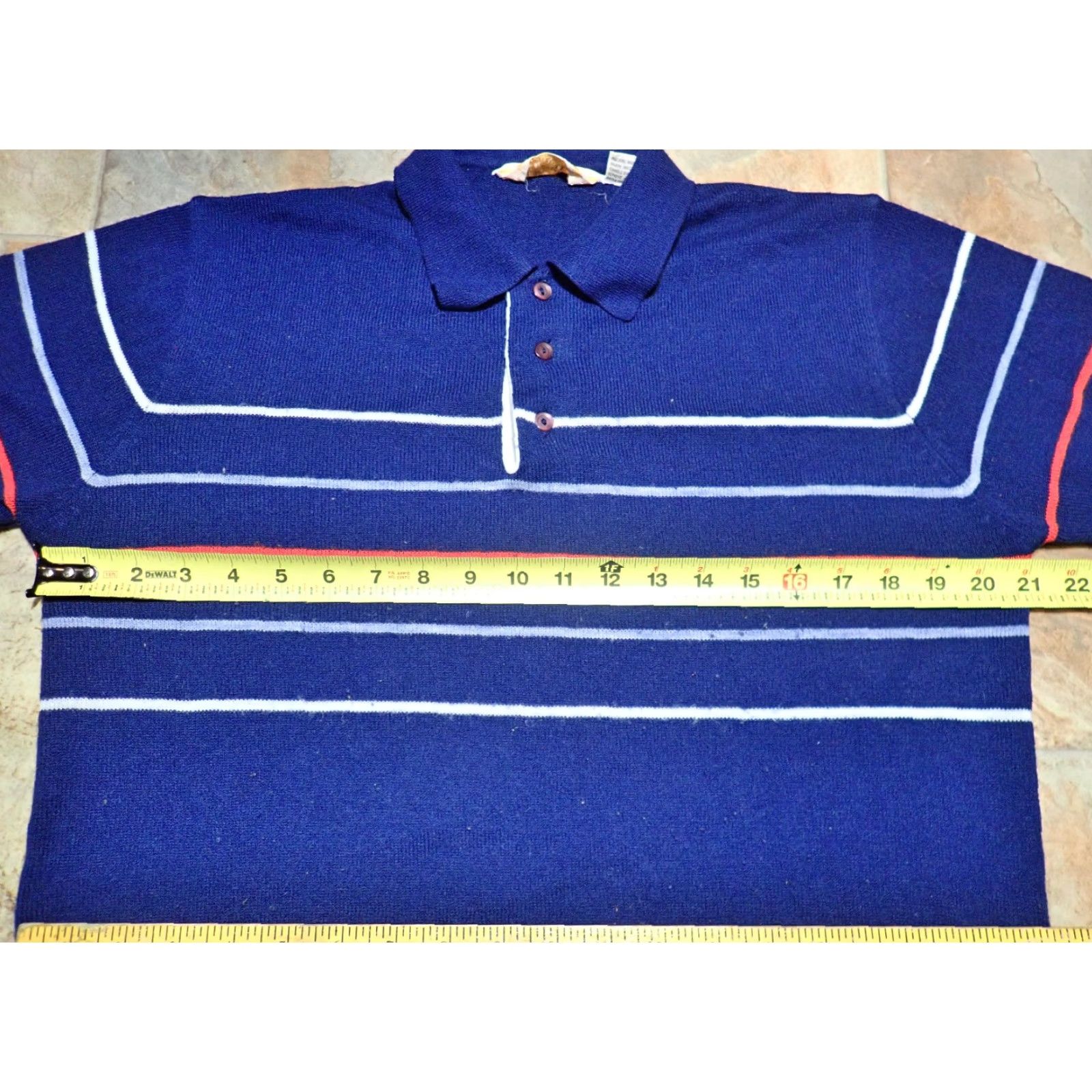 Vintage VINTAGE Mervyns Loop Collar Polo Shirt Mens M Long Sleeve Striped Knit Blue Red White 70s Retro Size US M / EU 48-50 / 2 - 6 Thumbnail