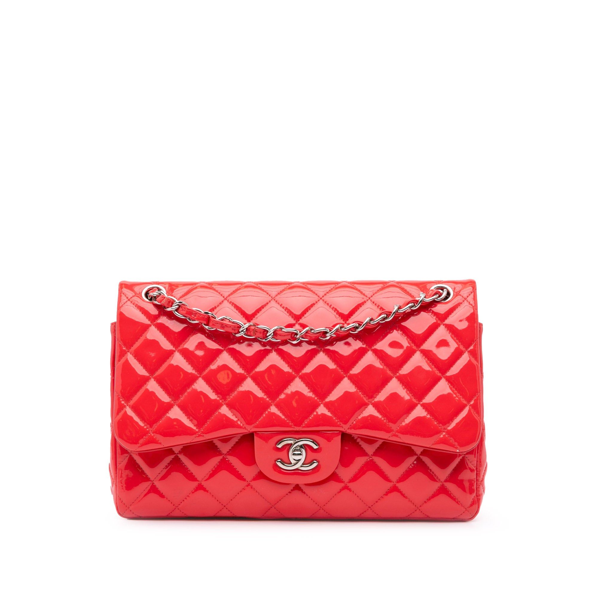 Chanel Chanel Jumbo Classic Patent Double Flap Red Size ONE SIZE - 1 Thumbnail