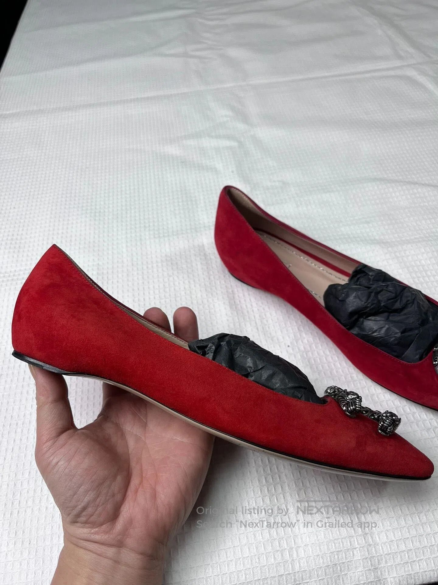 Gucci Gucci Dionysus Red Suede Flats 37.5. Size US 6.5 / IT 36.5 - 2 Thumbnail