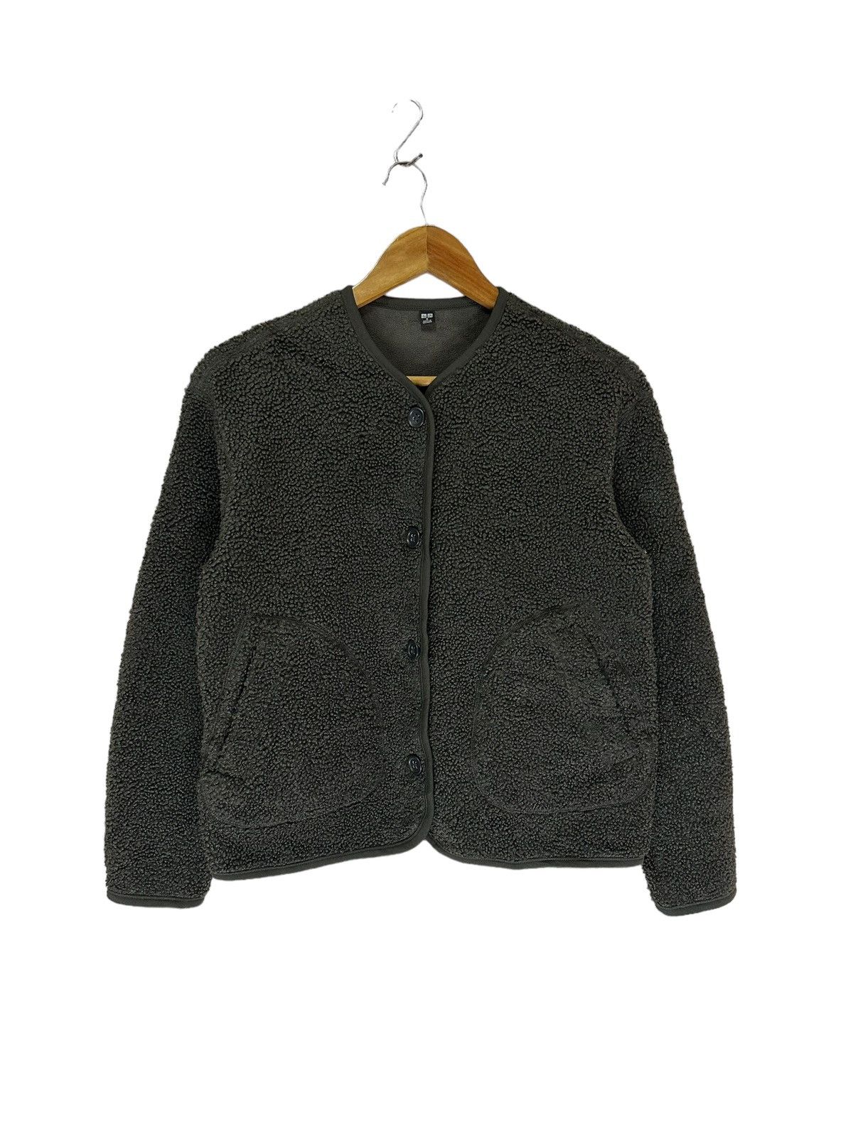 image of Uniqlo Fleece Crop Jacket in Green, Women's (Size Medium)