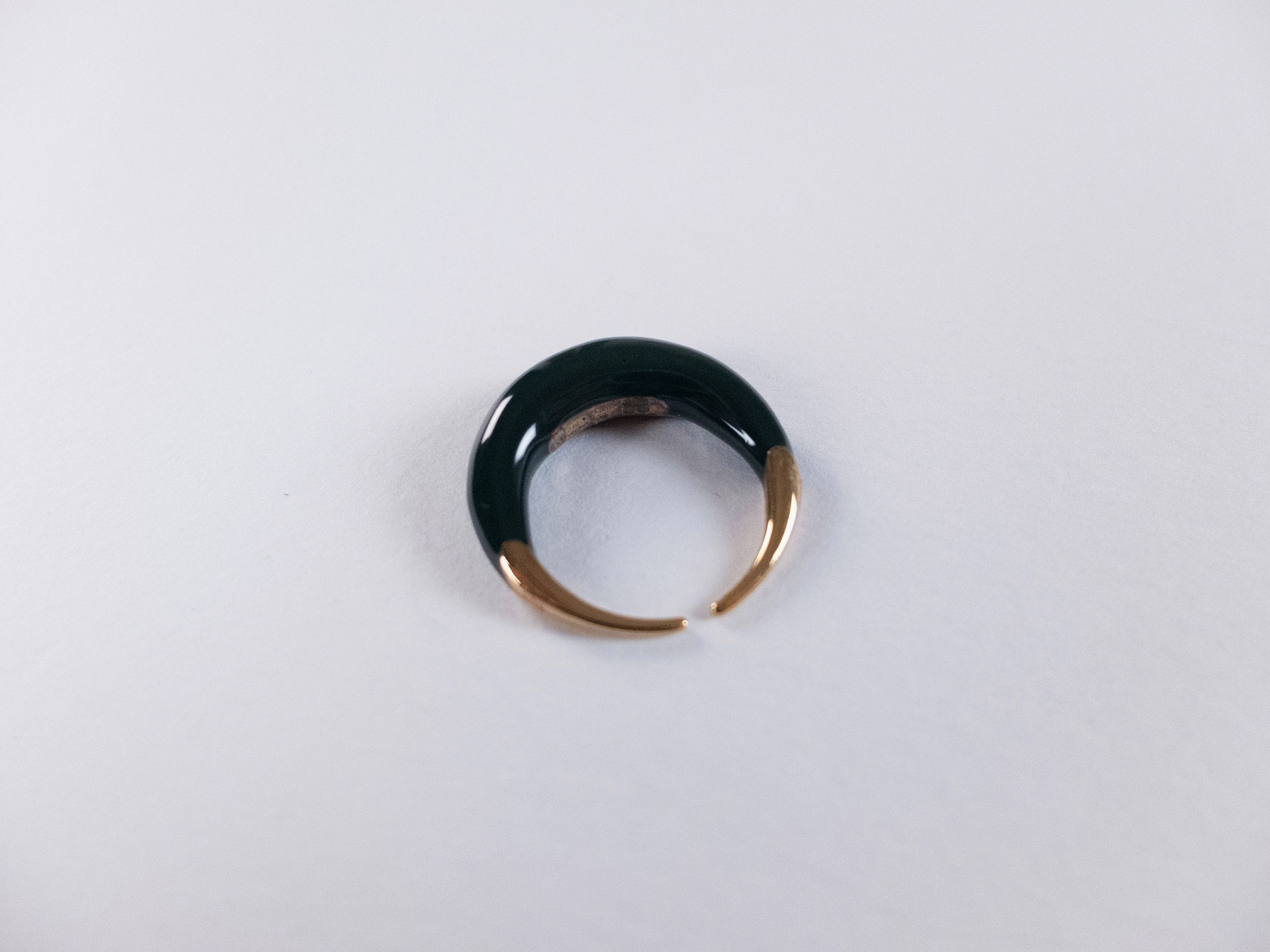 Bottega Veneta BOTTEGA VENETA Spine dark green sculptural silver ring 7 15 Size ONE SIZE - 6 Thumbnail