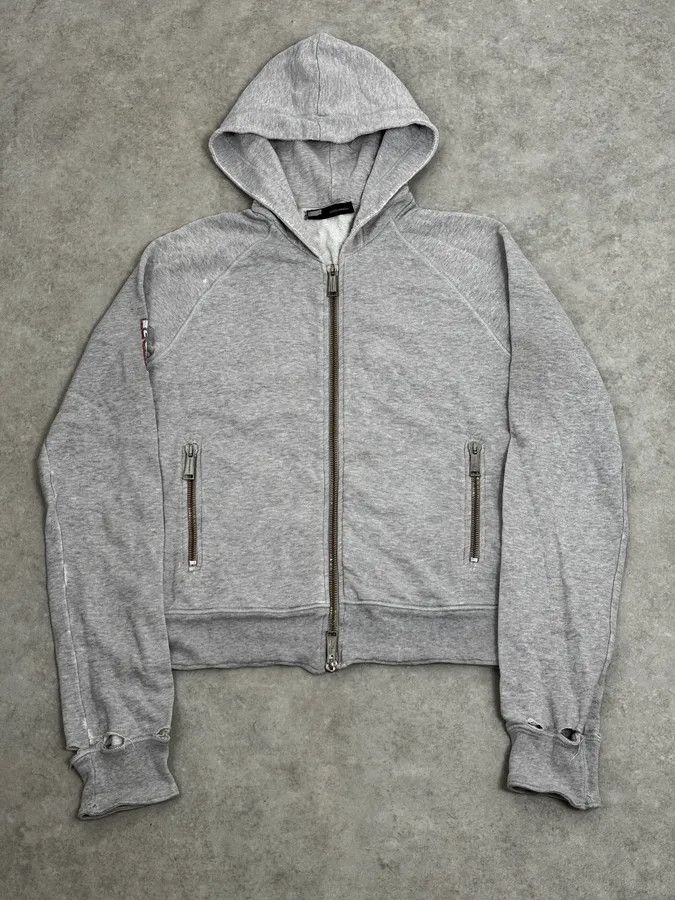 Dsquared2 SS2005 Dsquared2 Grey Signature Distressed Zip-up Hoodie Size US M / EU 48-50 / 2 - 1 Thumbnail