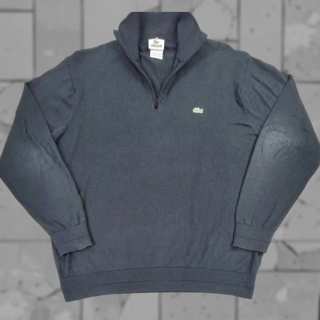 Lacoste Lacoste Black Mens 1/4 Zip Sweatshirt Pullover Knits 1/4 Zip Zip Mock Neck Casual Solid Tight-Knit Cashmere Cotton XL Size US XL / EU 56 / 4 - 1 Thumbnail