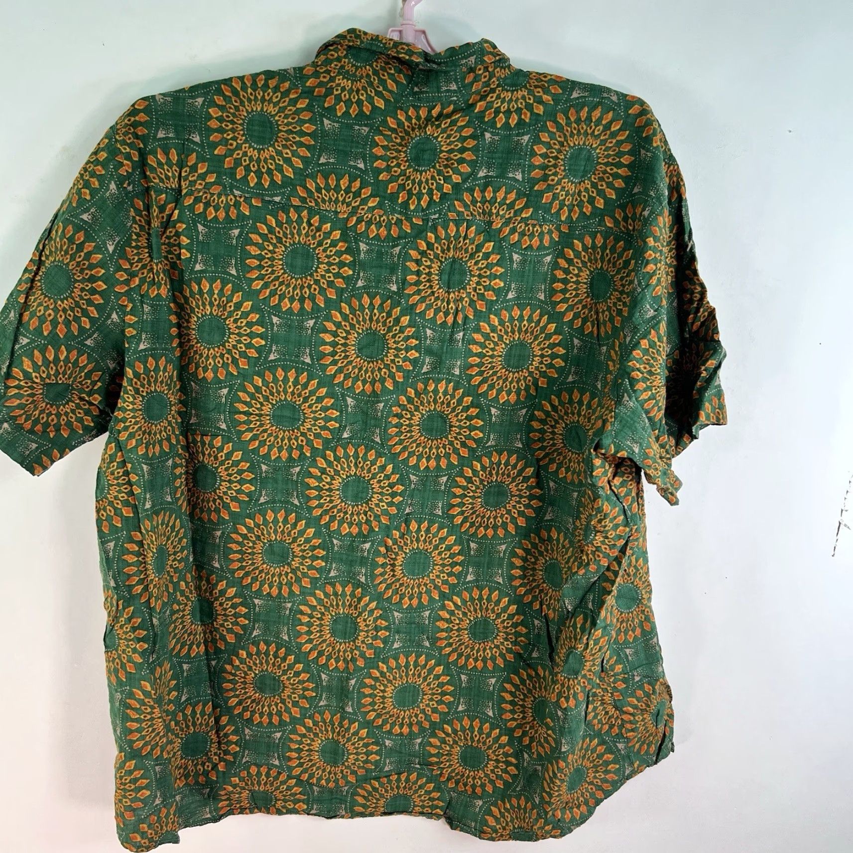 Vintage Vat Pave Button-Up Shirt Mens 2XL Green Short Sleeve Geometric Embroidered Pockets All Seasons Casual Travel Shirt Size US XXL / EU 58 / 5 - 2 Thumbnail