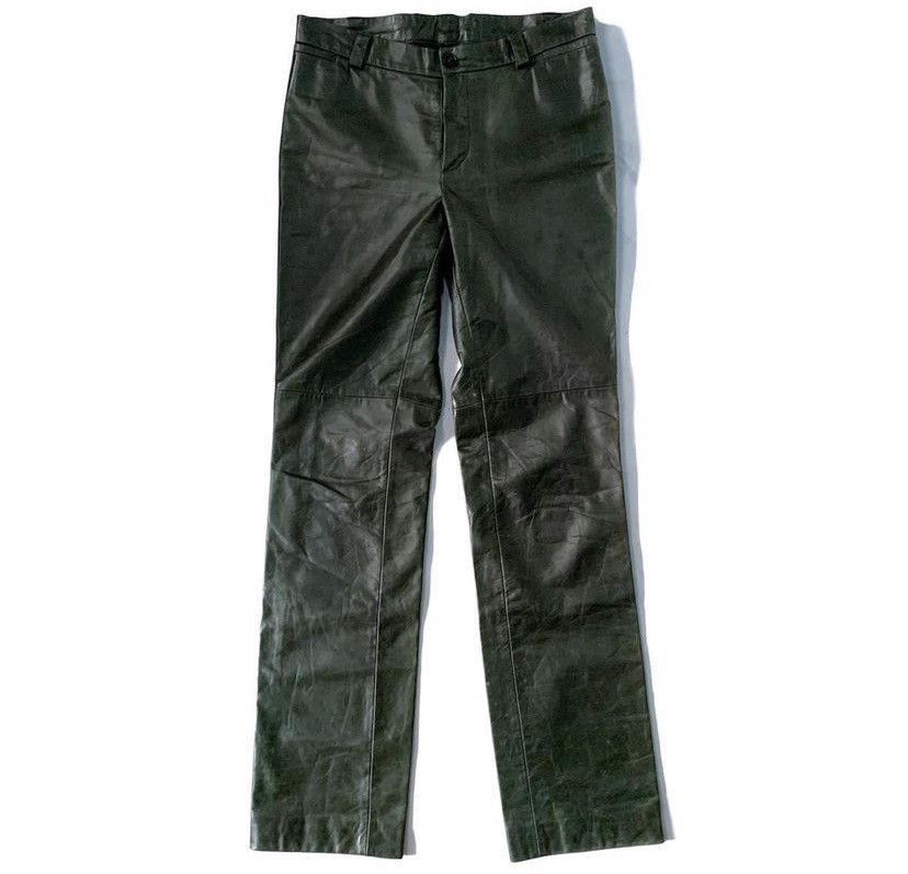 image of Archival Clothing x Costume National Homme Moss Green Leather Pants, Men's (Size 31)