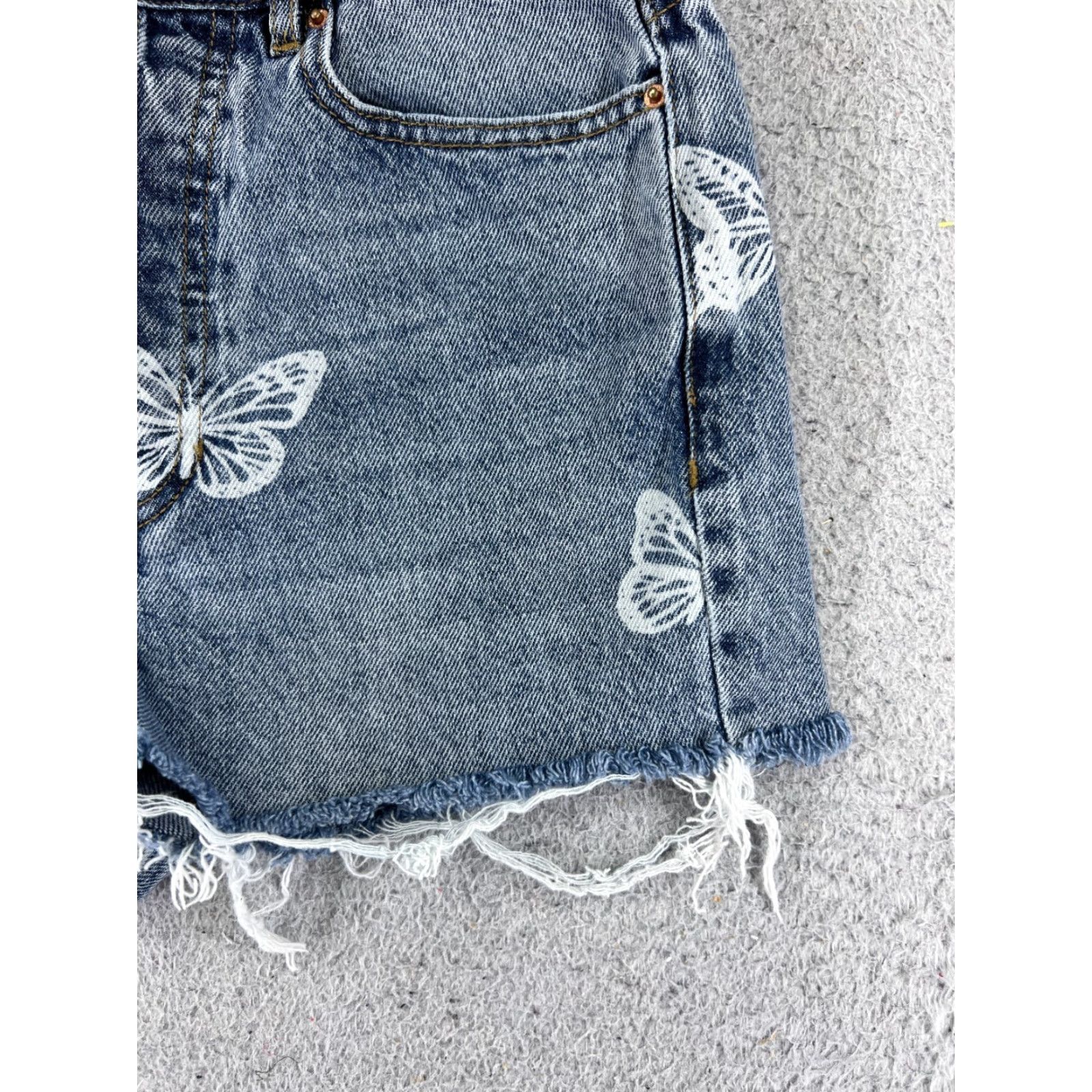 Pacsun Pacsun Shorts Womens 25 Blue Denim Jean Cutoff Butterfly Print Ultra High 24x3 Jeans Shorts Bis Size 42" / US 20 - 2 Thumbnail