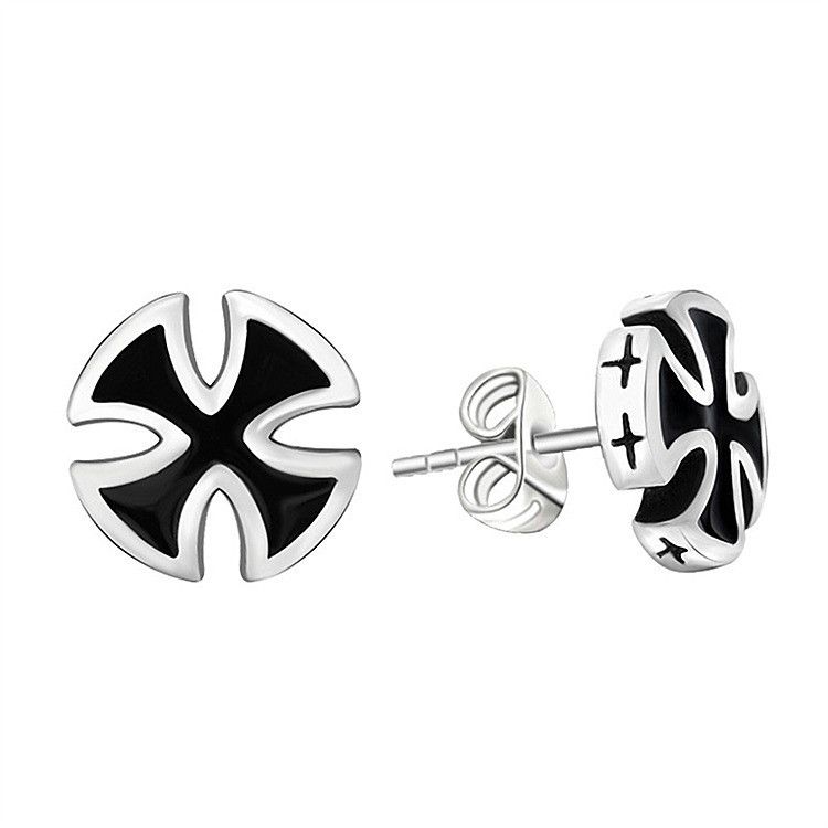 Jewelry Cross Vintage Earrings One Pairs Chrome Jewelry Size ONE SIZE - 5 Thumbnail