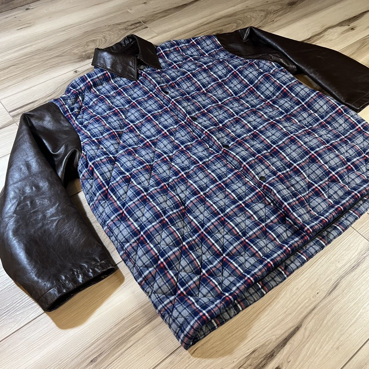 Balenciaga Balenciaga Twinset Plaid Leather Jacket FW18 (NO VEST) Size US L / EU 52-54 / 3 - 3 Thumbnail