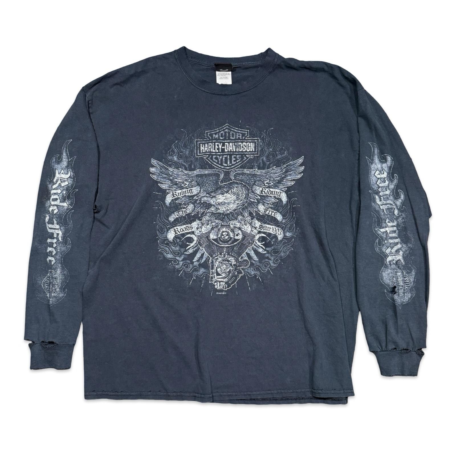 Harley Davidson Harley-Davidson Motorcycles Grunge Long Sleeve Graphic Tee Size US XXL / EU 58 / 5 - 1 Thumbnail
