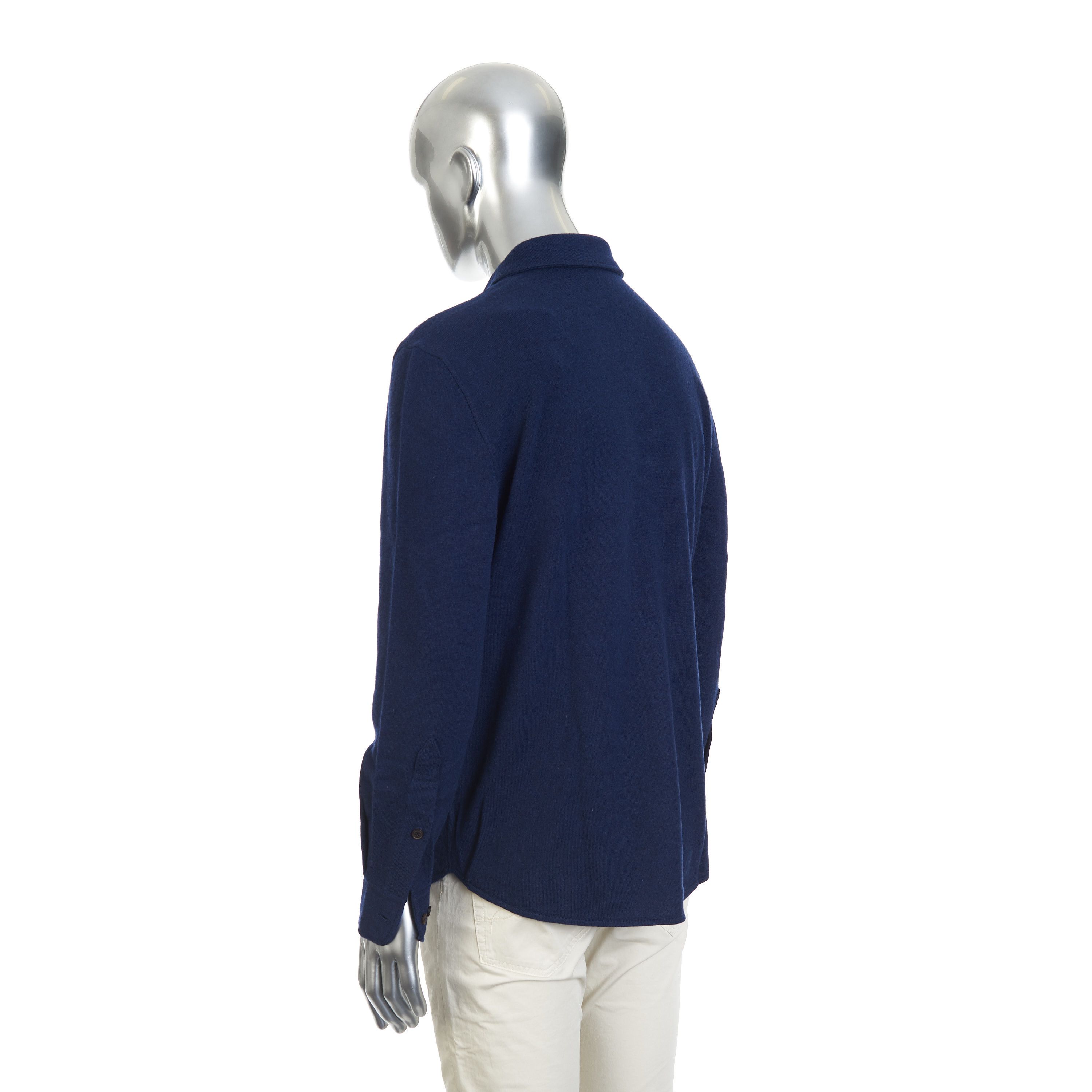 Brunello Cucinelli Overshirt In Marine Blue Cashmere, Wool & Silk Blend Size US XL / EU 56 / 4 - 5 Thumbnail