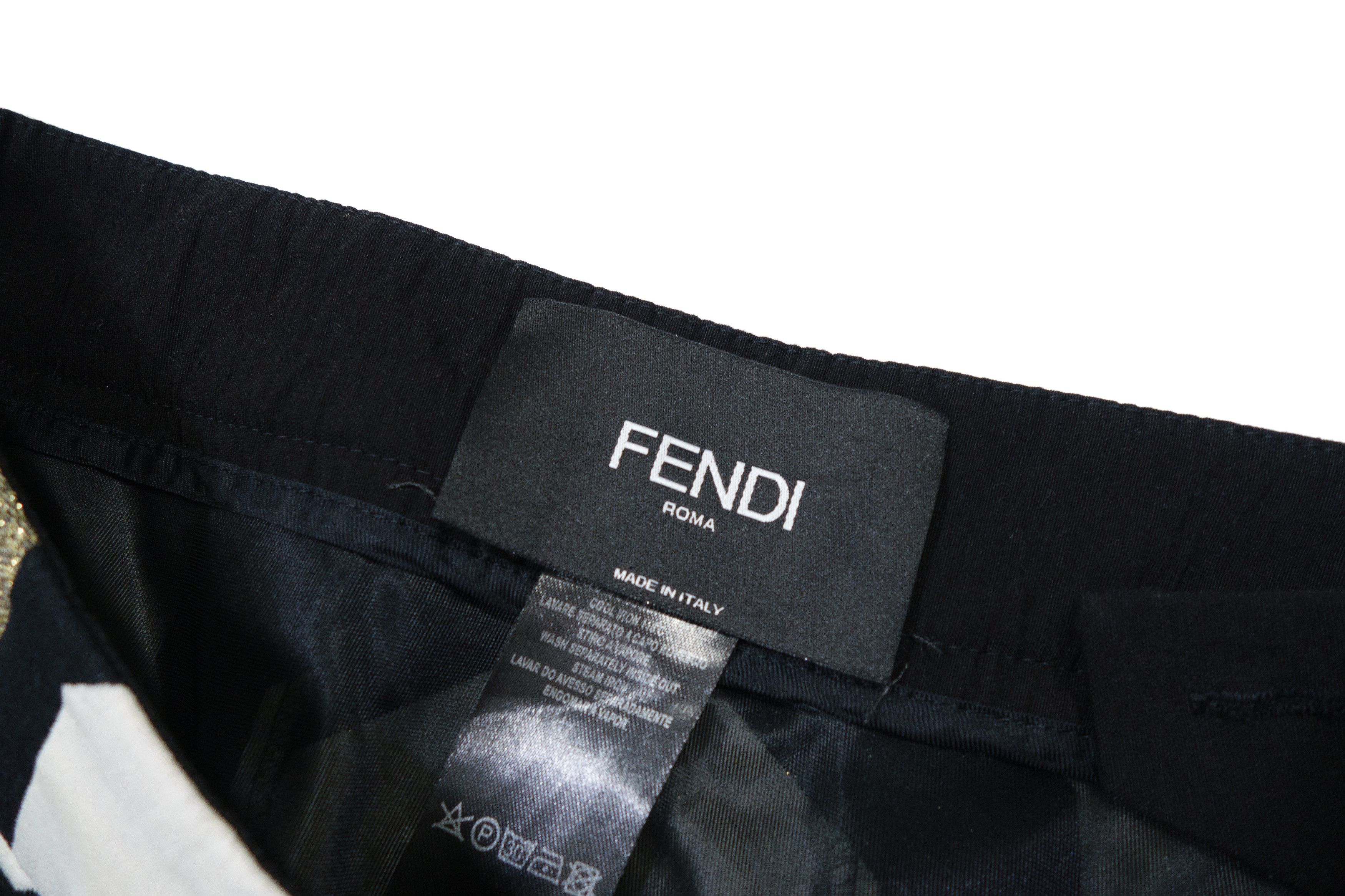 Fendi Metallic Jacquard Geometric Hexagon Trousers Size 27" / US 4 / IT 40 - 8 Thumbnail