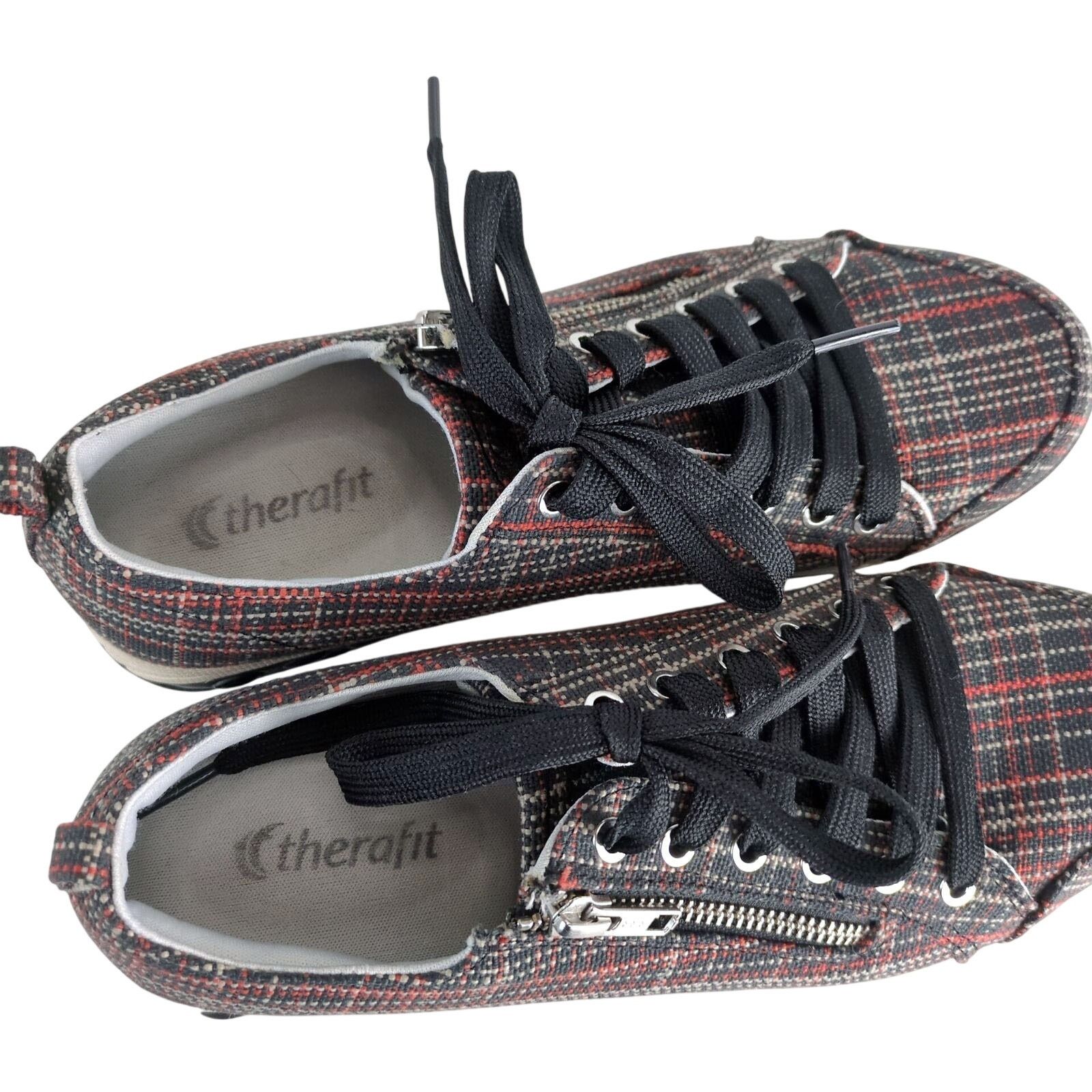 Other Therafit Plaid Comfort Sneakers Women's 8.5 Side Zip Walking Size US 8.5 / IT 38.5 - 7 Thumbnail