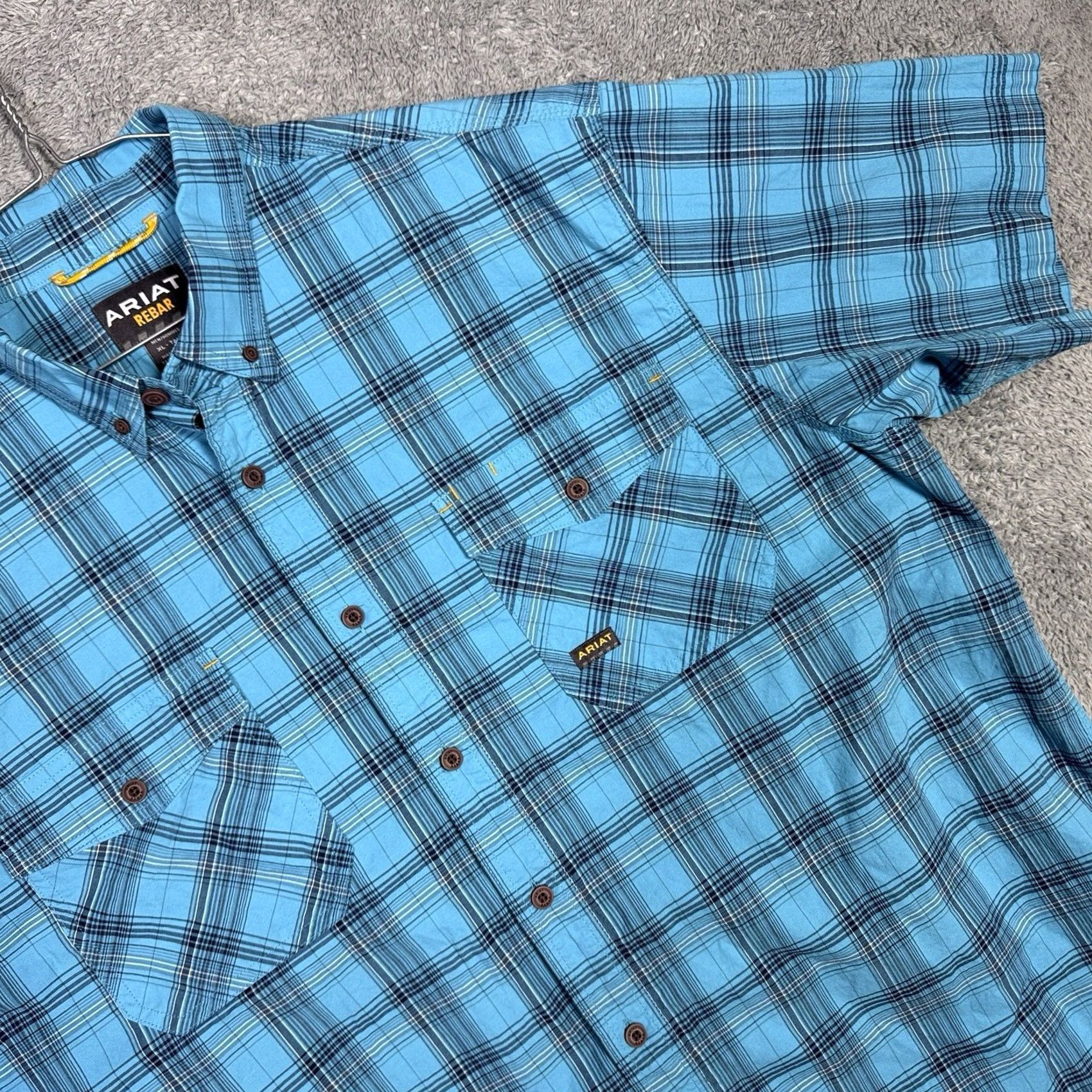 Ariat Ariat Rebar Shirt Mens XLT Tall Plaid Short Sleeve Durastretch Workwear Utility Shirt Size US XL / EU 56 / 4 - 2 Thumbnail