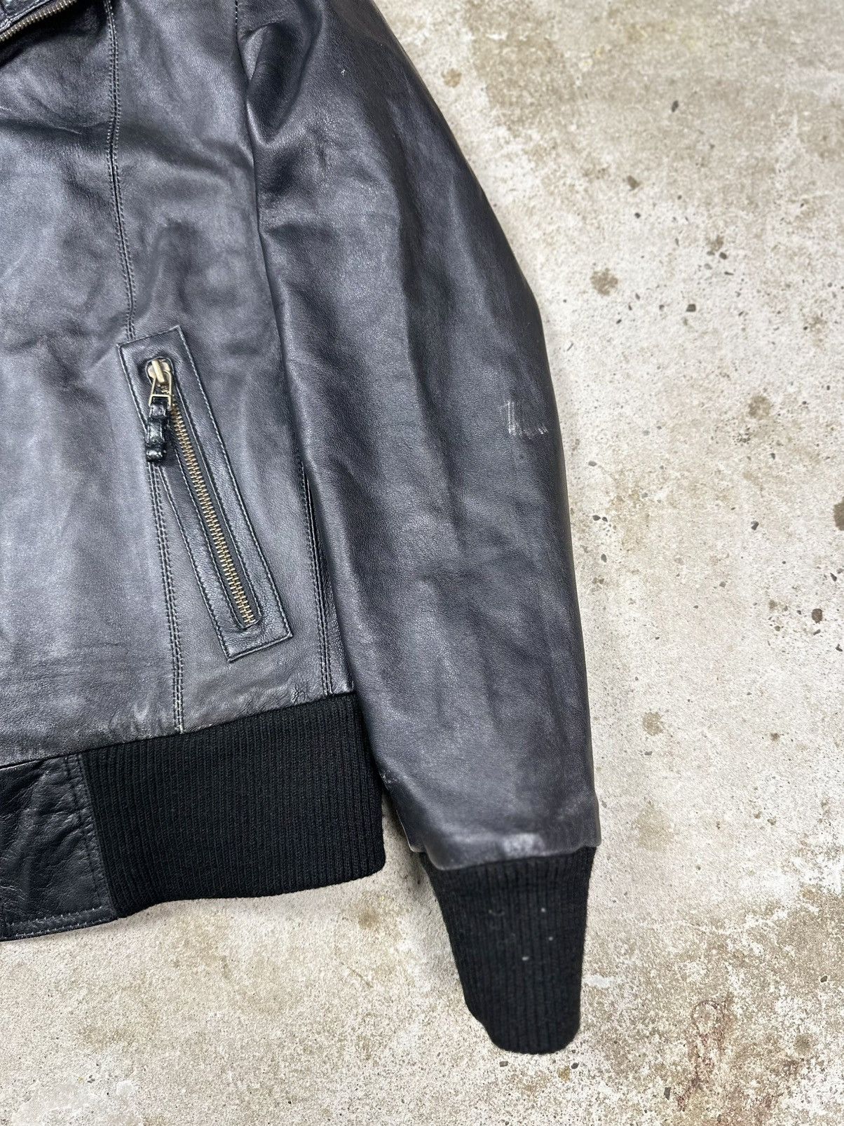 Japanese Brand × Vintage Vintage Y2K Black Genuine Leather Bomber Jacket Size US S / EU 44-46 / 1 - 5 Thumbnail