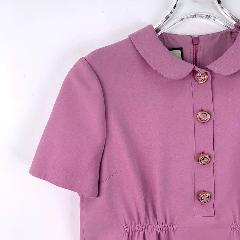 Gucci Gucci Pink mulberry silk doll collar short-sleeved dress Size S / US 4 / IT 40 - 3 Thumbnail