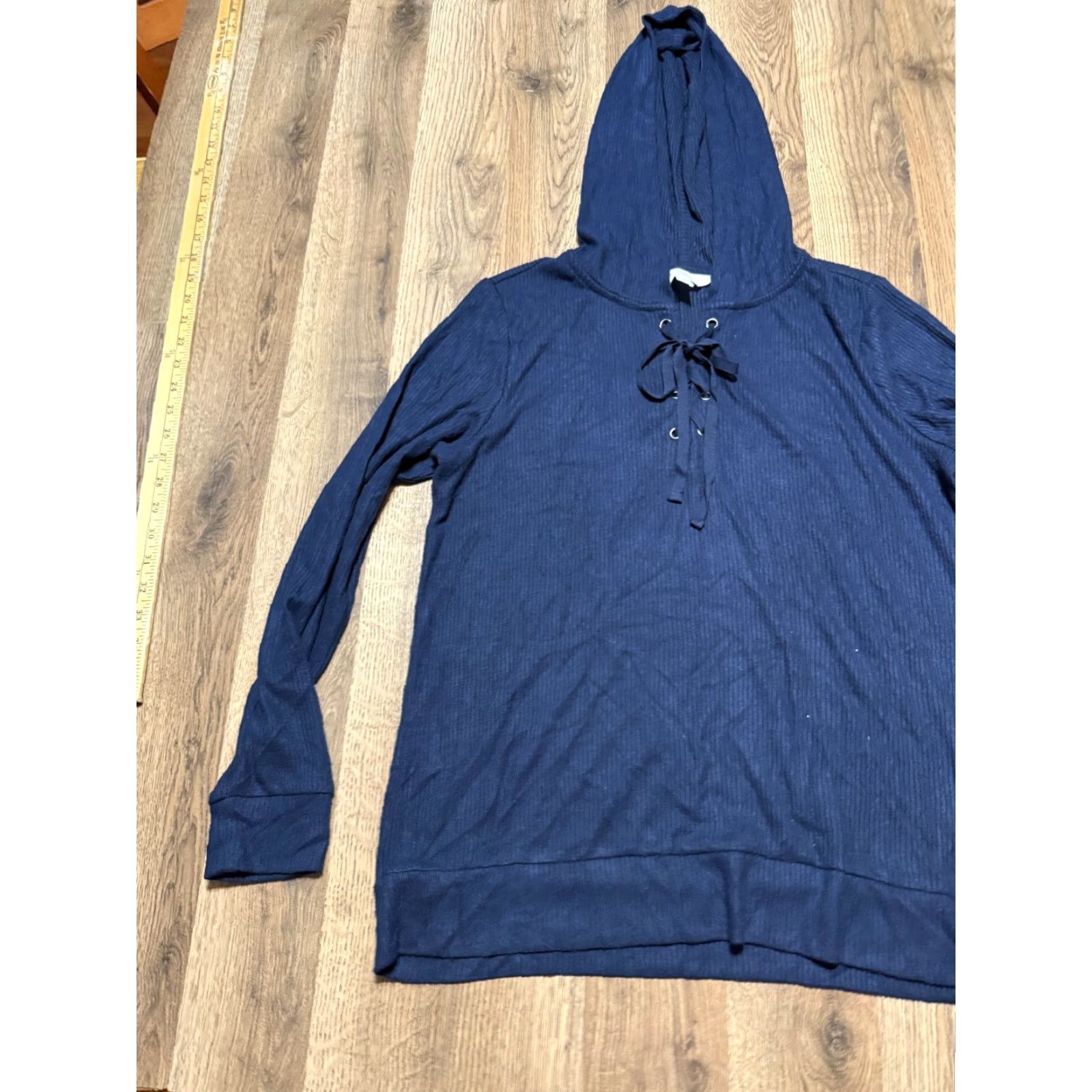 Market Market & Spruce Hoodie Women’s Size Medium Blue Long Sleeve V-neck Pullover Size M / US 6-8 / IT 42-44 - 3 Thumbnail