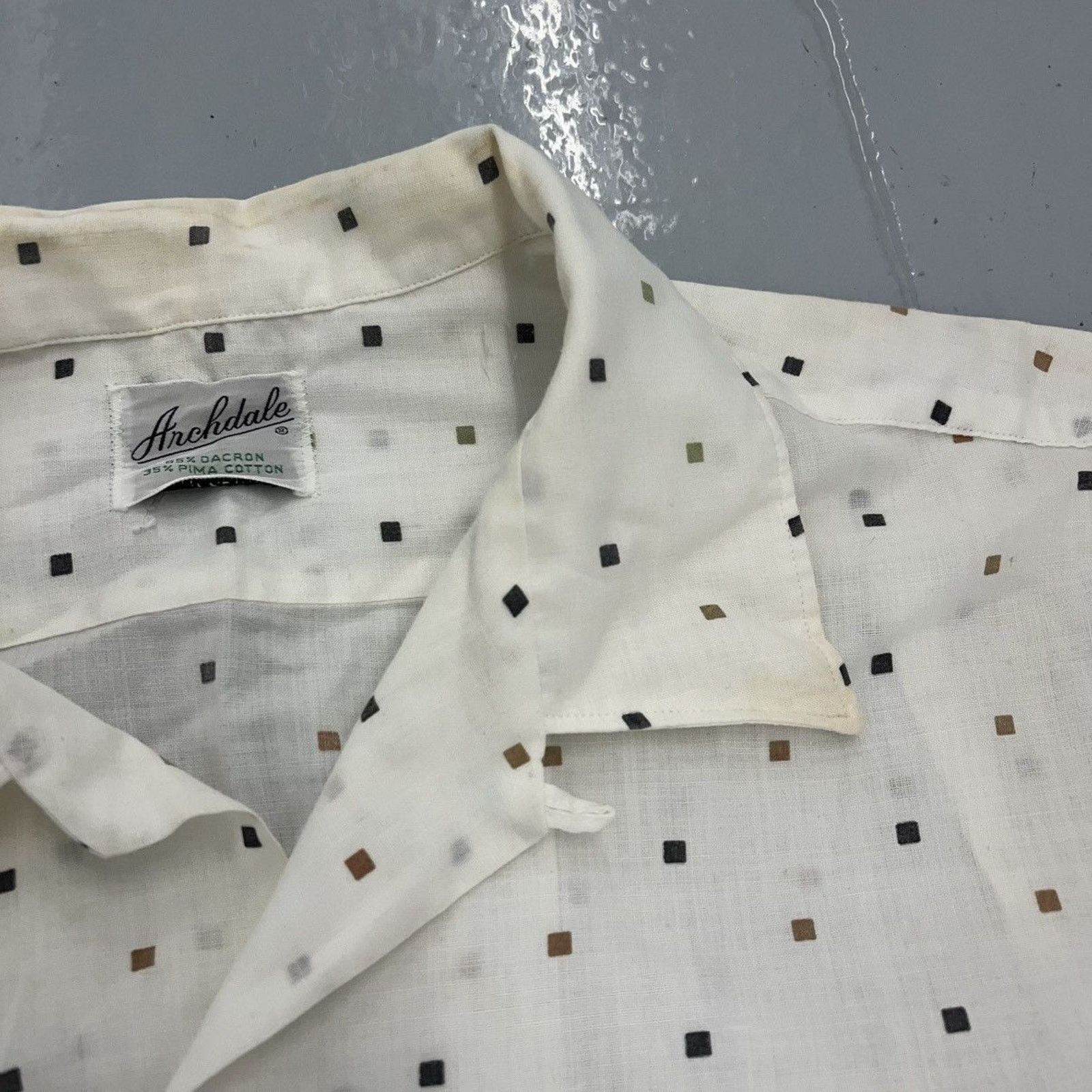 Other Vintage 60s Archdale White Pattern Loop Collar Shirt Size US XL / EU 56 / 4 - 5 Thumbnail