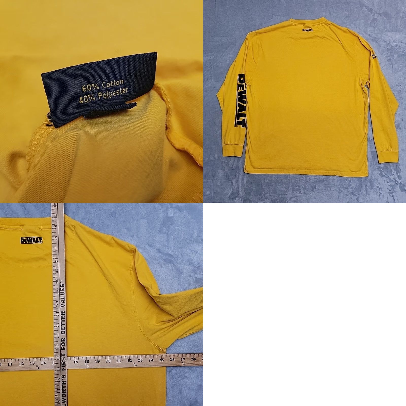 Delta VINTAGE DeWalt Tools Shirt Men 2XL Yellow Long Sleeve Pullover Crewneck Logo Graphic TEE Mens Size US XXL / EU 58 / 5 - 8 Thumbnail
