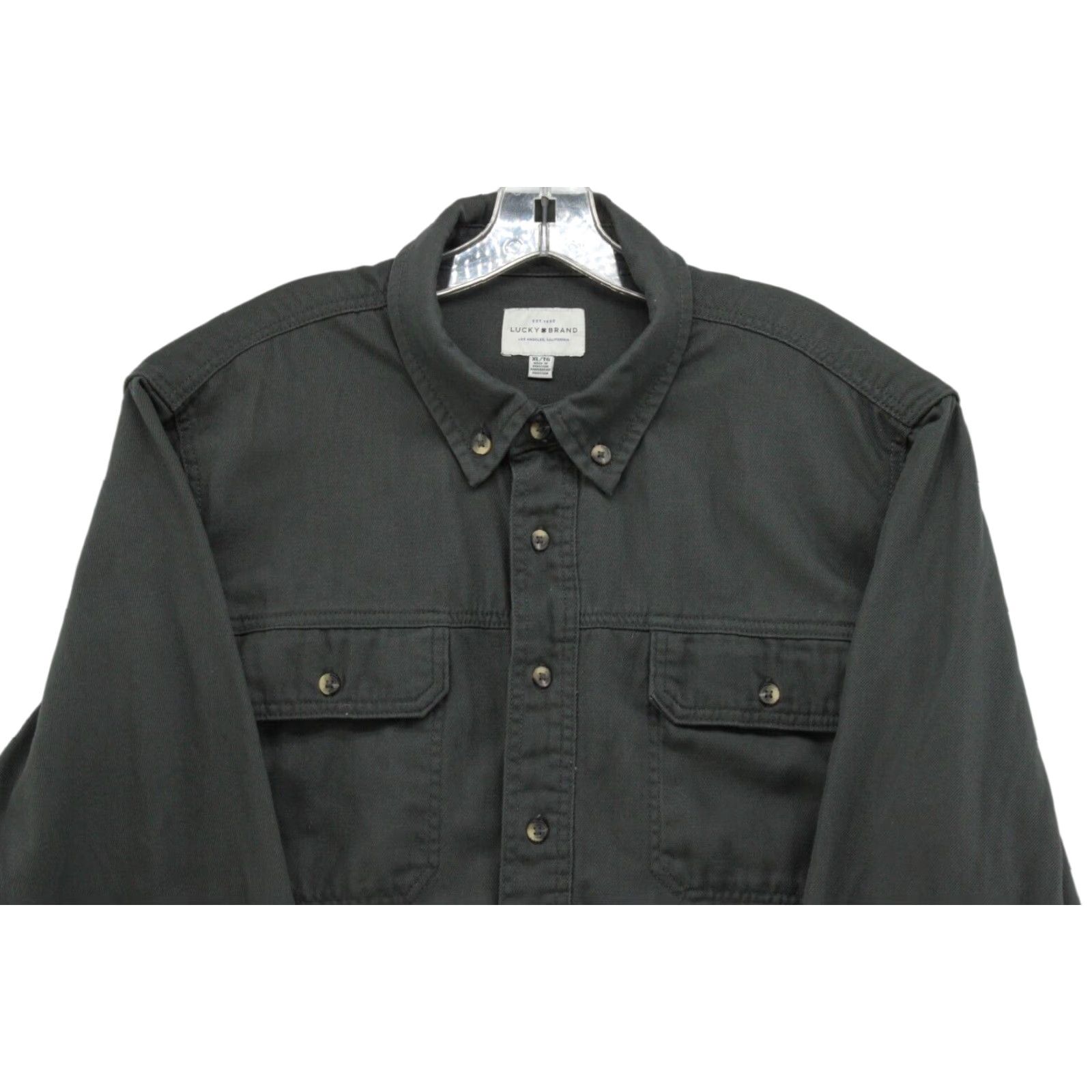 Lucky Brand Lucky Brand Shirt Men’s XL Dark Gray Heavyweight Button-Front Woven LS Casual Business Workwear Modern Size US XL / EU 56 / 4 - 1 Thumbnail