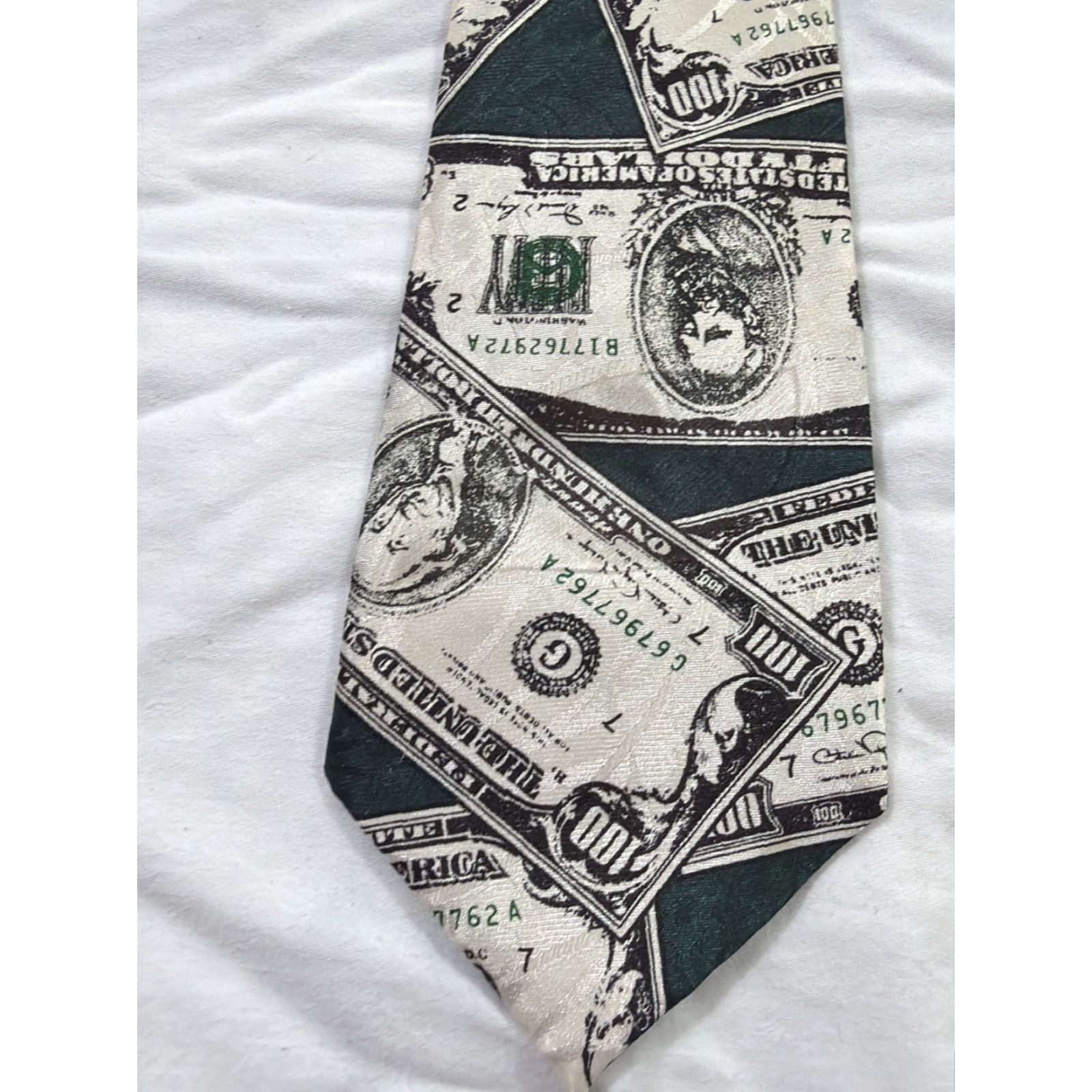 Vintage City One Necktie Money Theme Green Acrylic Tie Men Green City One Money Theme Tie Adults Mens Size ONE SIZE - 2 Thumbnail