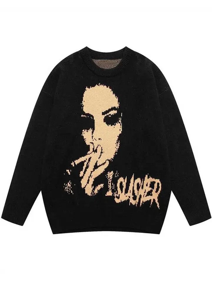image of Vintage European And American Autumn And Winter Women's in Black (Size Medium)
