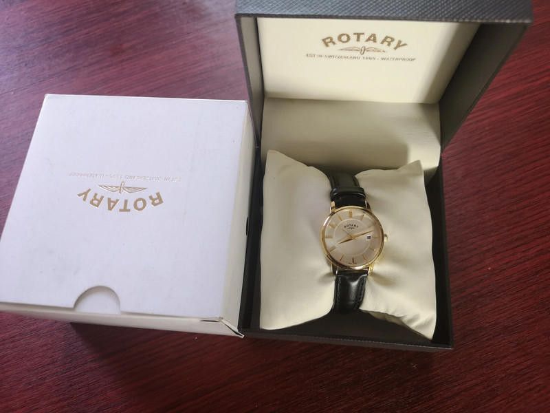 Designer Rotary gold dial black leather strap watch Size ONE SIZE - 1 Thumbnail