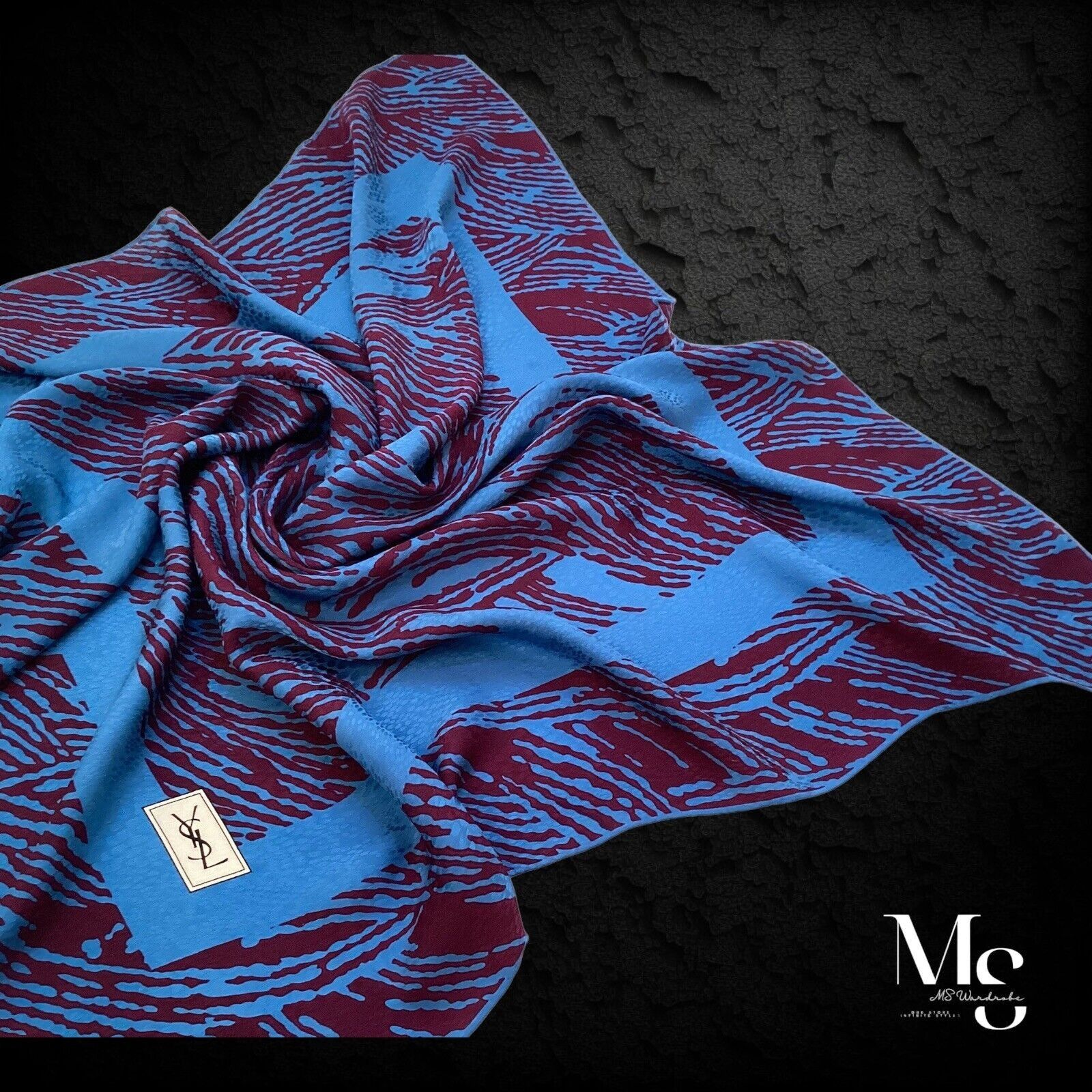 Yves Saint Laurent YVES SAINT LAURENT Purple Art Print Silk Scarf 35" - 34.5" Size ONE SIZE - 3 Thumbnail