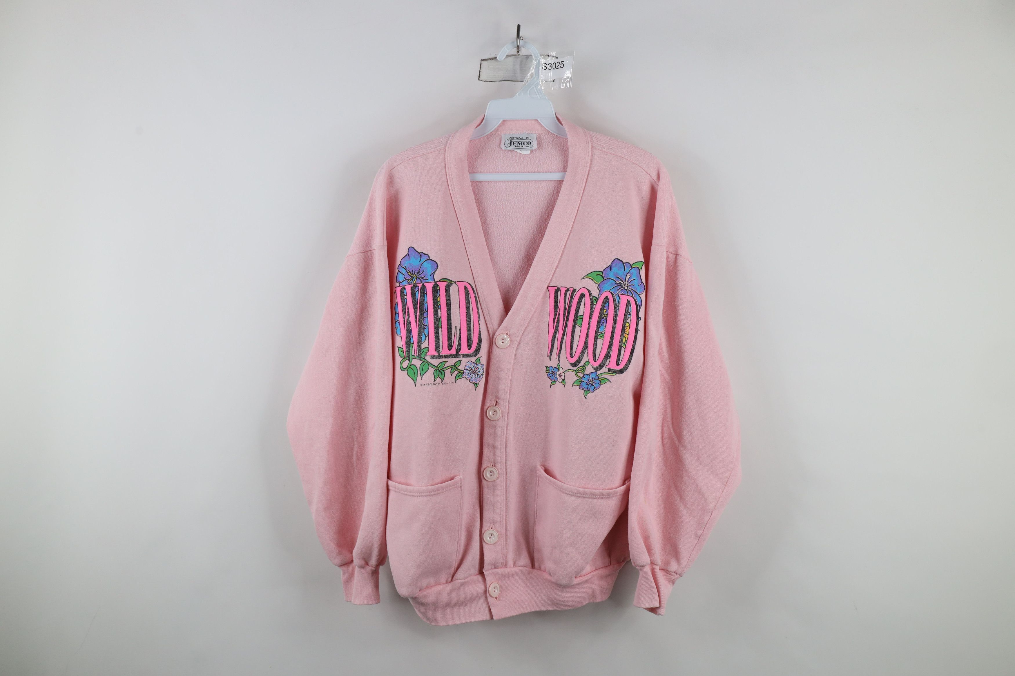 Vintage Vintage 90s Streetwear Wood Flower Cardigan Sweatshirt USA Size ONE SIZE - 1 Thumbnail