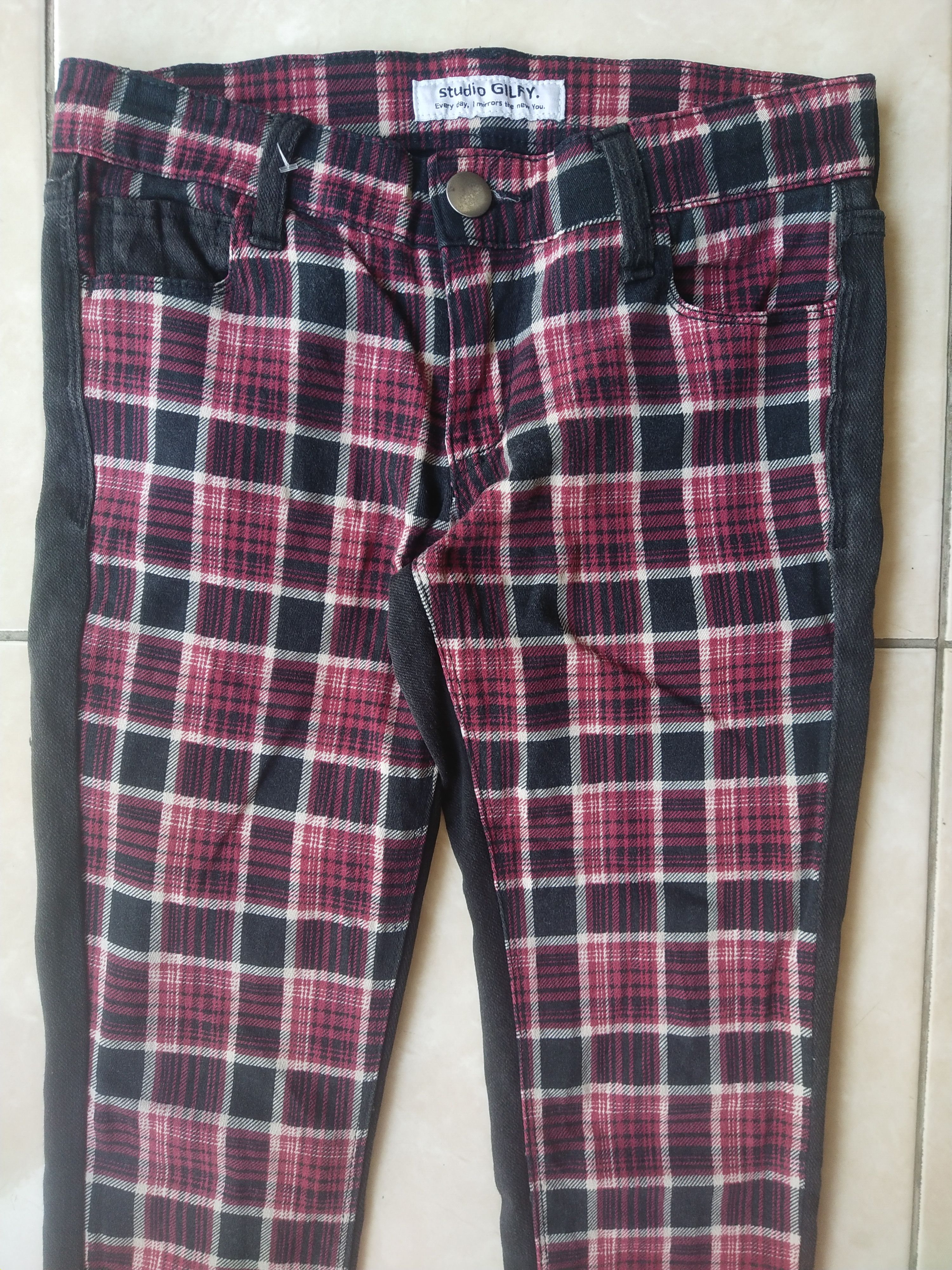 Hysteric Glamour Studio Gilfy Plaid Skinny Pants Red Tartan Women XS Japan Size 26" / US 2 / IT 38 - 2 Thumbnail