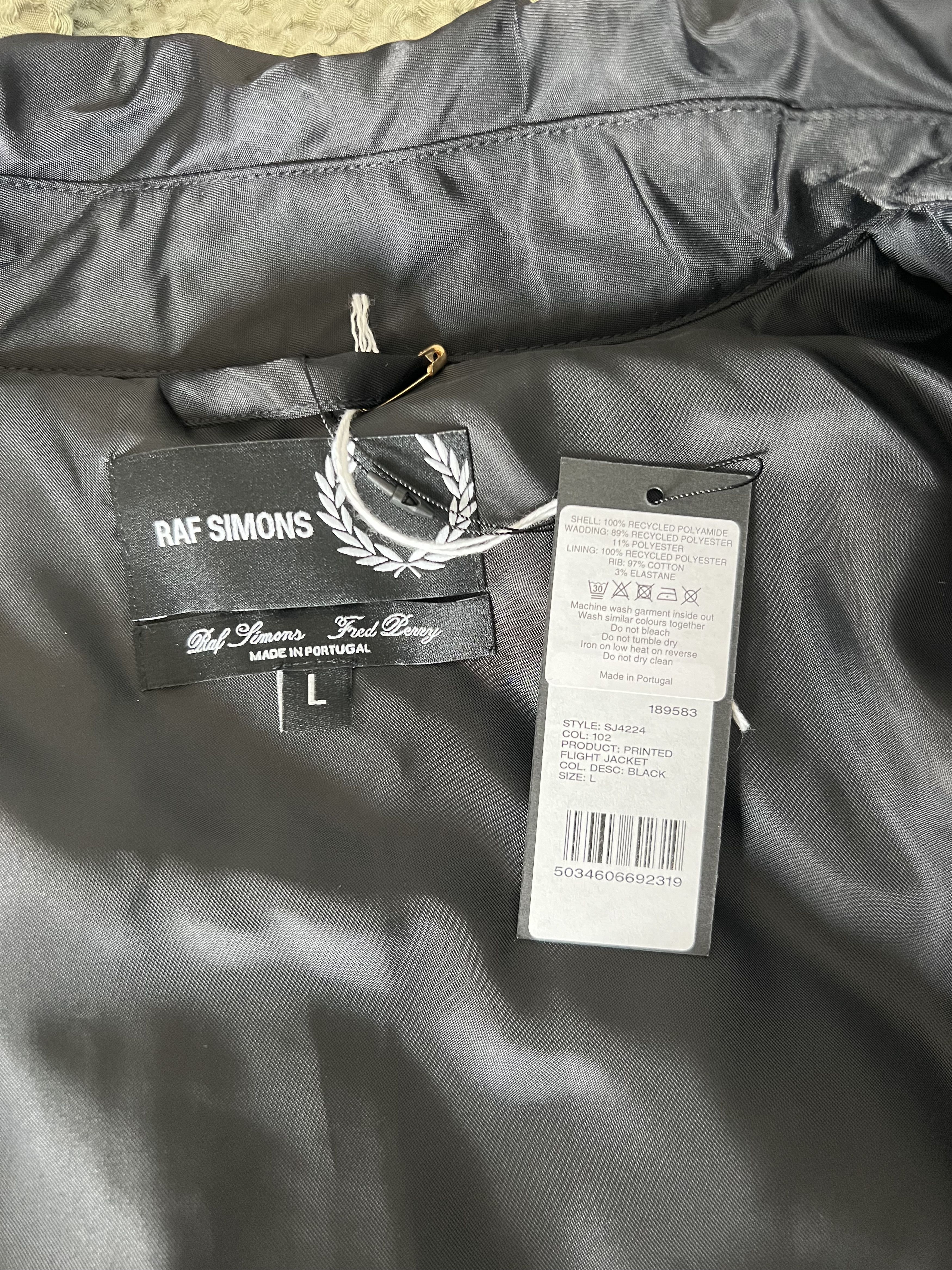Fred Perry × Raf Simons Raf Simons Fred Perry Printed Flight Jacket in Black Size US L / EU 52-54 / 3 - 7 Thumbnail