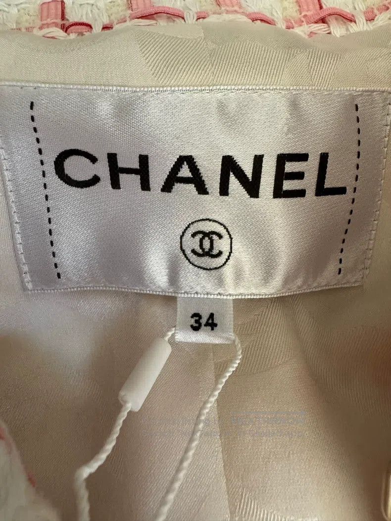 Chanel Chanel Popular pink and white plaid tweed jacket in spring Size XXS / US 00 / IT 34 - 3 Thumbnail