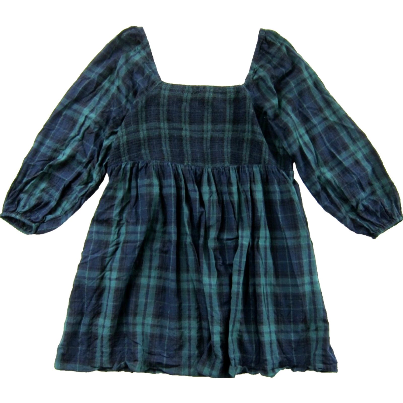 Old Navy VINTAGE Old Navy Blue Green Plaid Checkered Long Sleeve Pocket Smock Dress XXL Size XXL / US 16-18 / IT 52-54 - 2 Thumbnail