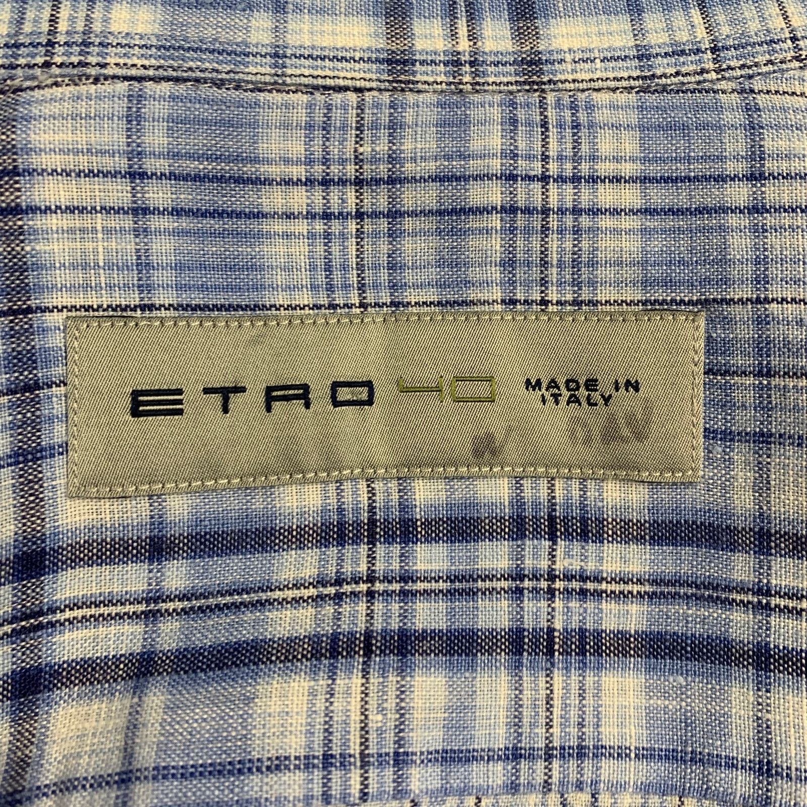 Etro ETRO Size 40 Blue White Plaid Button Down Long Sleeve Shirt Size US XXS / EU 40 - 4 Thumbnail