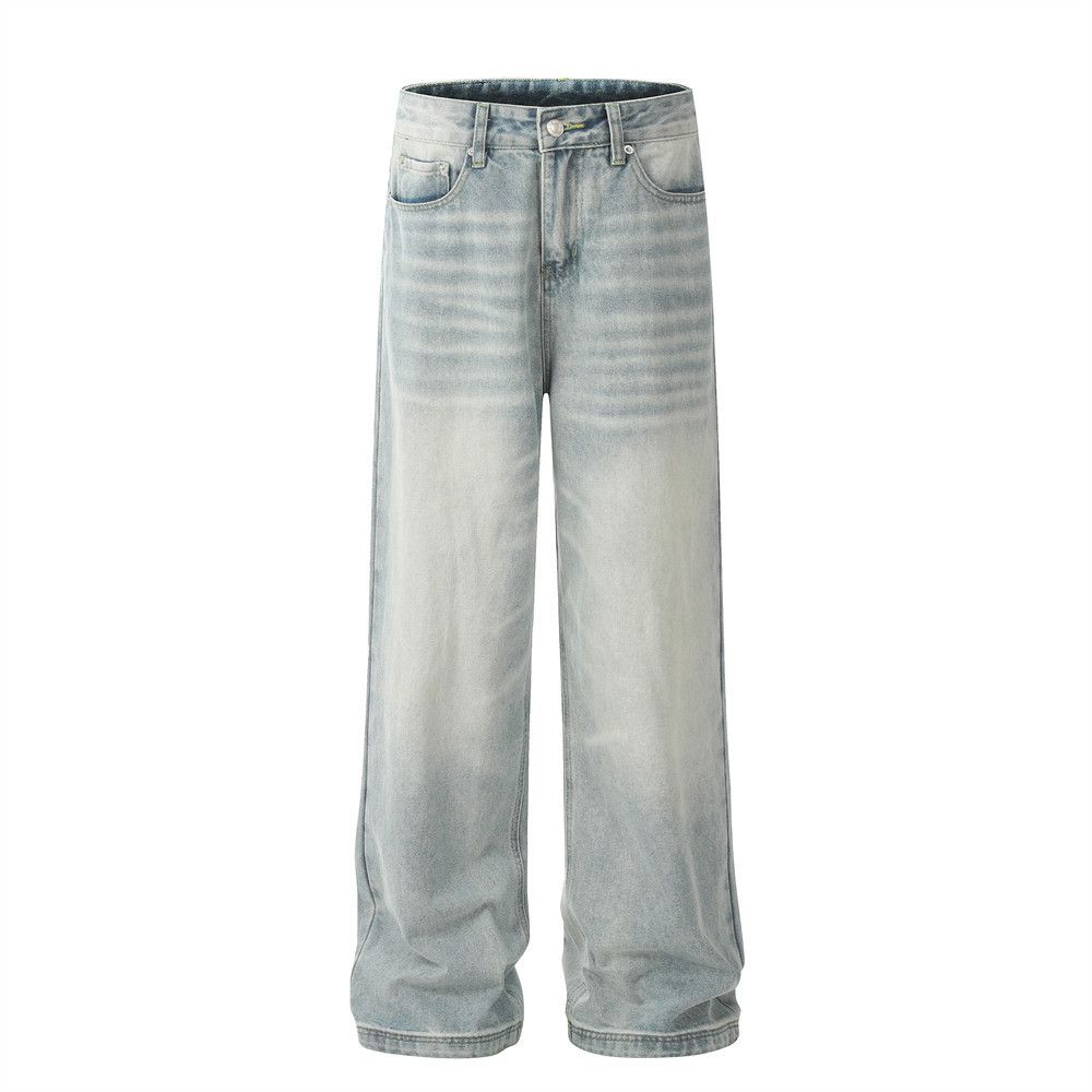 Japanese Brand × Jean Men's loose wide-leg ripple washed straight jeans Size US 32 / EU 48 - 1 Thumbnail