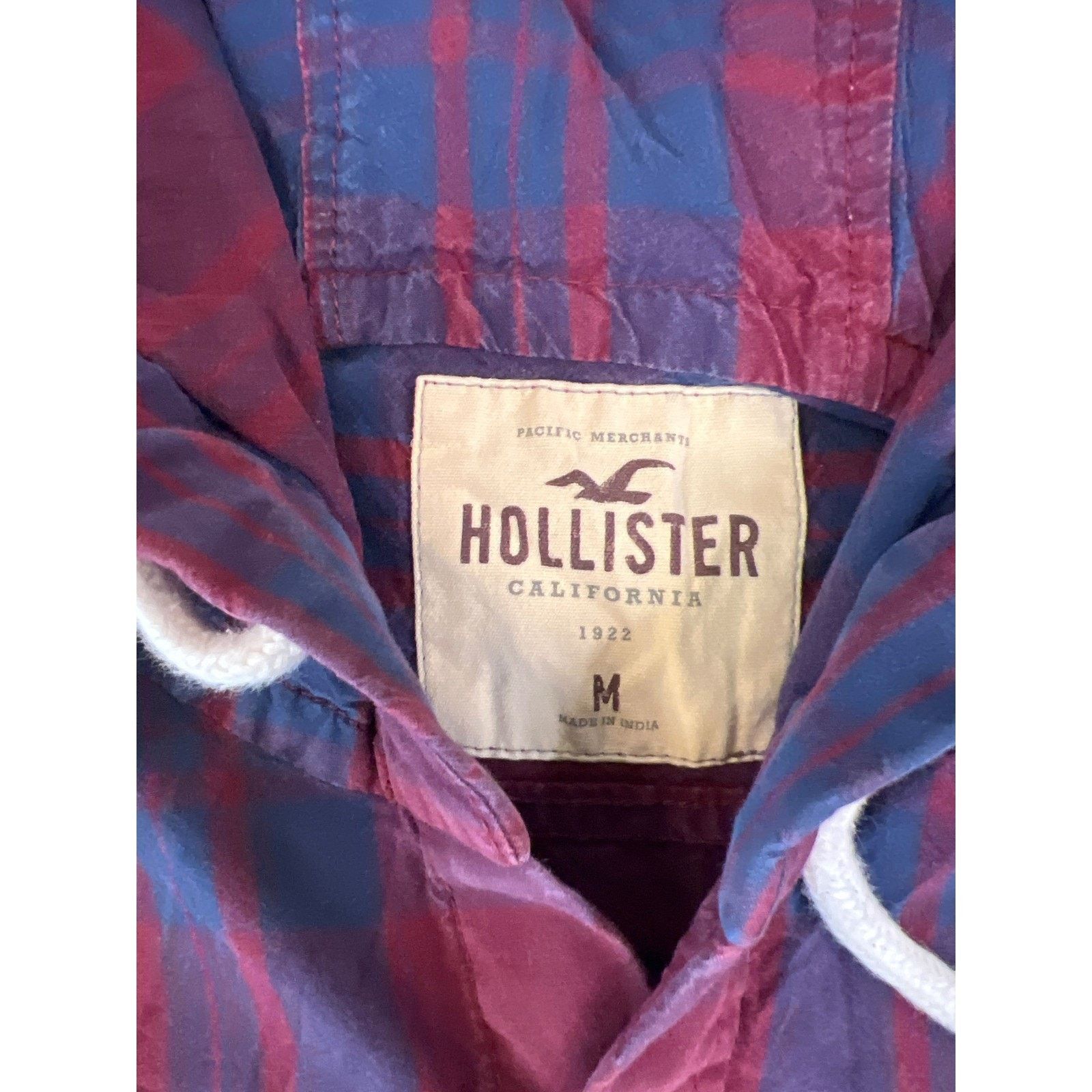 Hollister Hollister Mens Red Blue Plaid Hooded Flannel Shirt Y2K MD Size US M / EU 48-50 / 2 - 2 Thumbnail