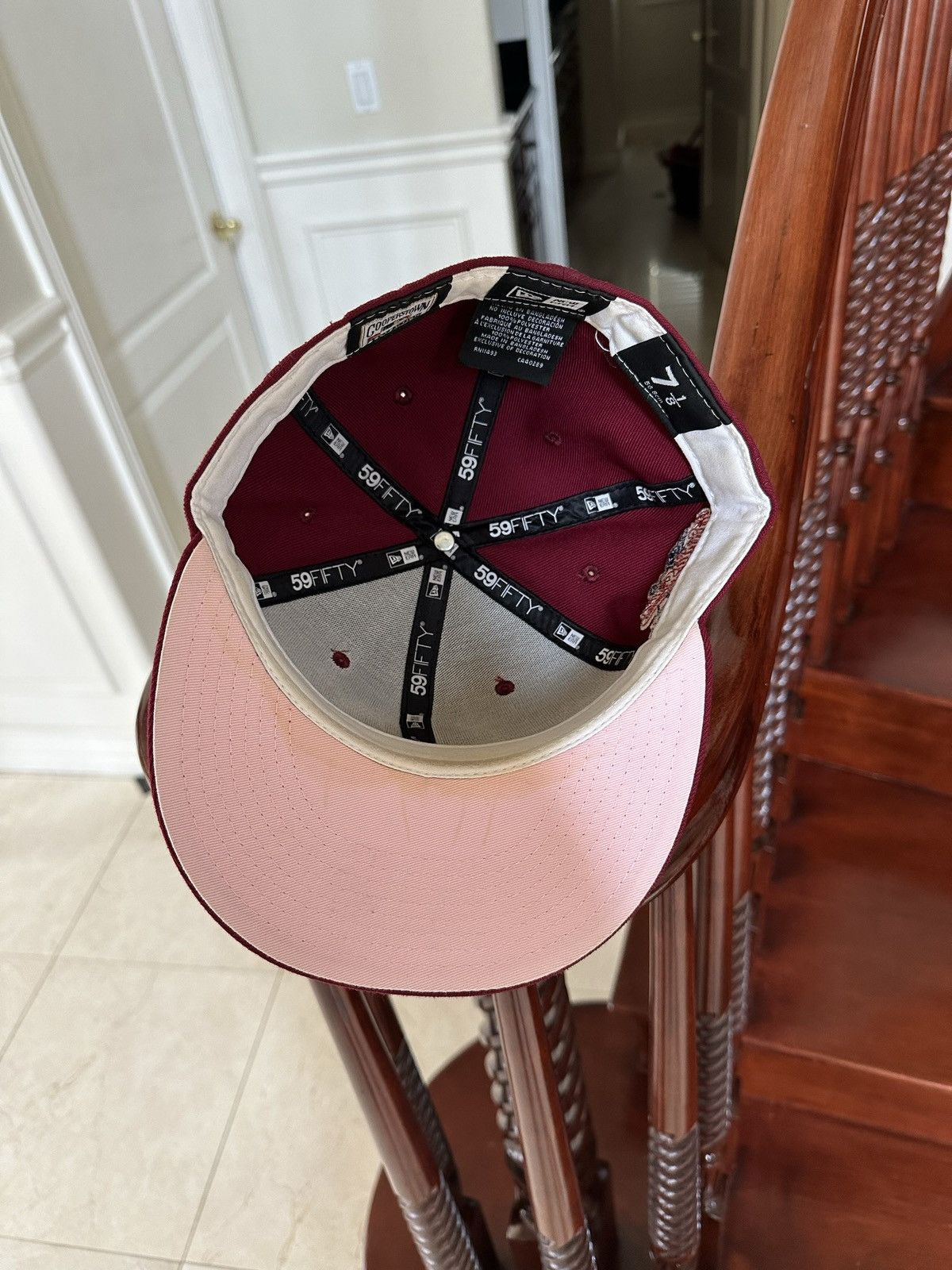 New Era Atlanta Braves Maroon Fitted Size 7 1/8 🐙 Size ONE SIZE - 5 Thumbnail