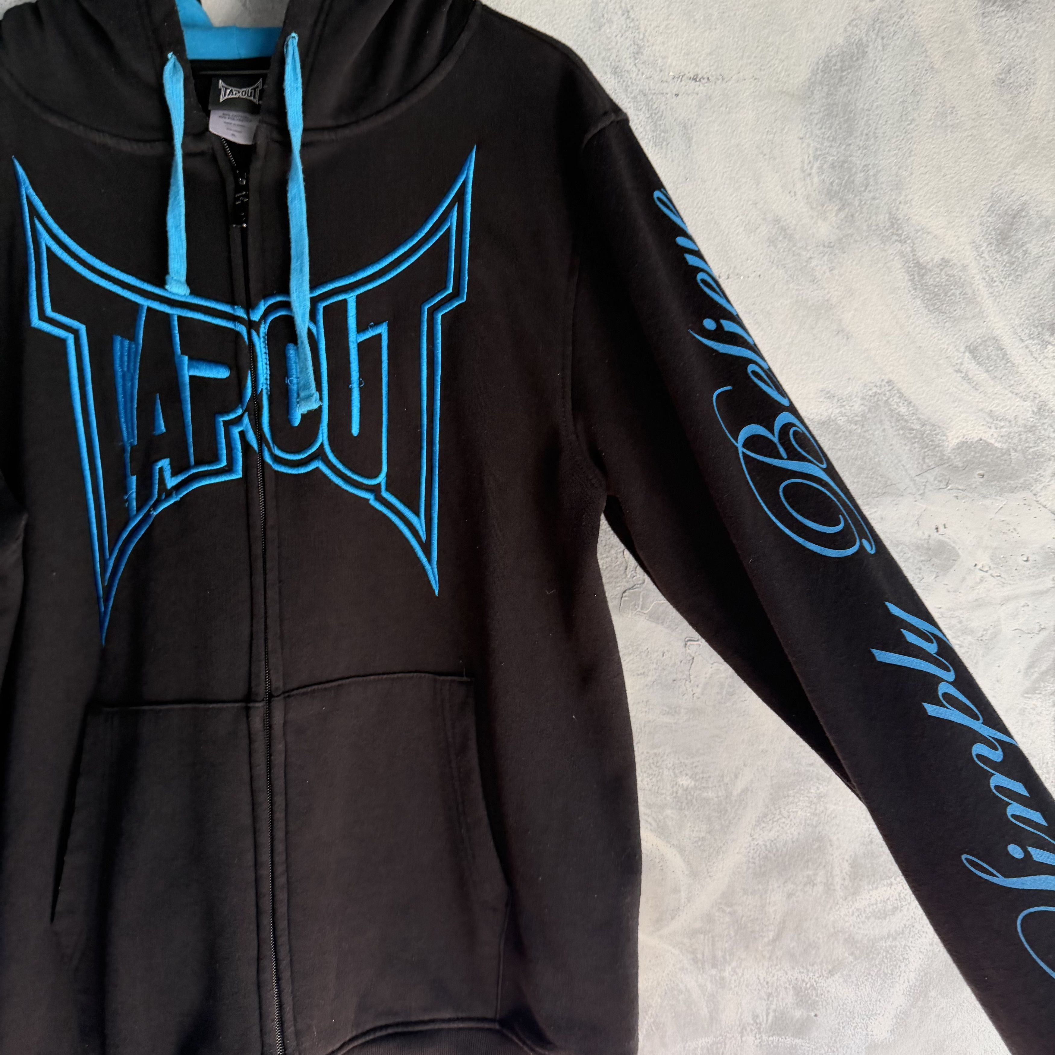 Tapout Tapout Y2K Full Zip Hoodie Jacket Mens Sz XL Black Turquoise Size US XL / EU 56 / 4 - 3 Thumbnail