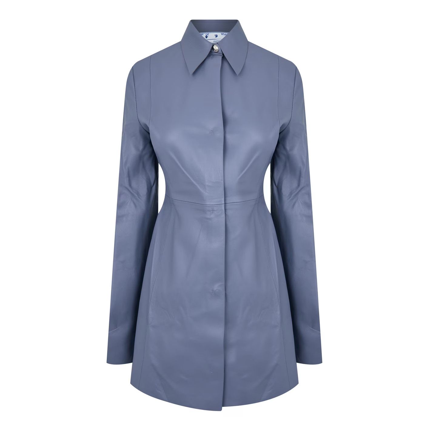 o1g2r1mq0125 Leather Shirt Dress in Slate Blue