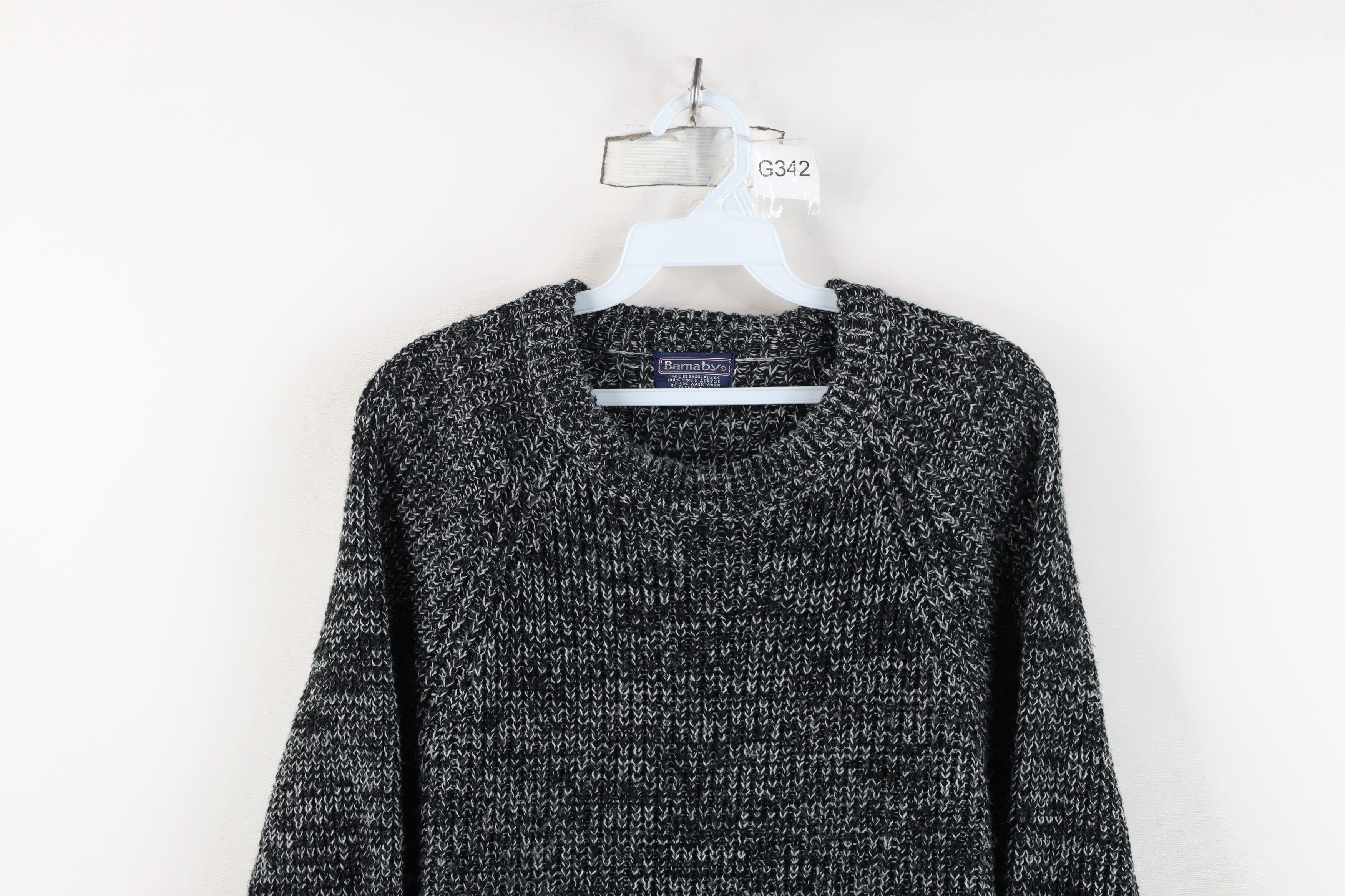 Vintage Vintage 90s Streetwear Ribbed Knit Crewneck Sweater Black Size US XL / EU 56 / 4 - 2 Thumbnail