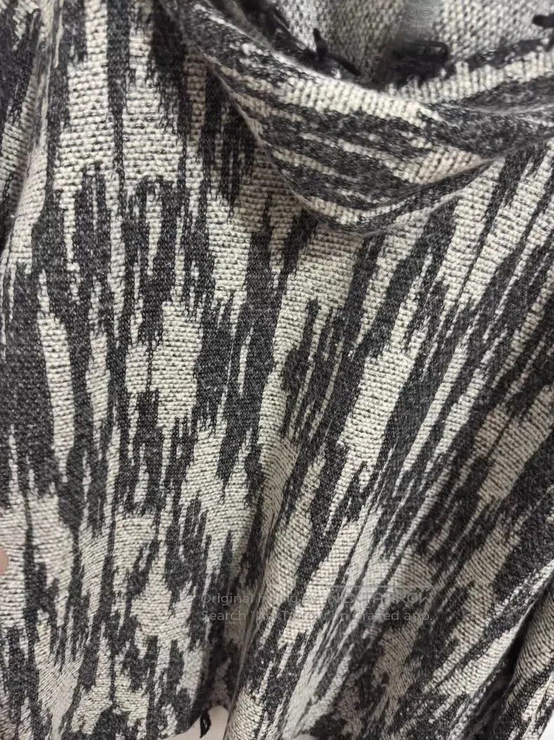 Saint Laurent Paris Saint Laurent Paris Grey and White Fringe Lightning Hooded Size US M / EU 48-50 / 2 - 3 Thumbnail